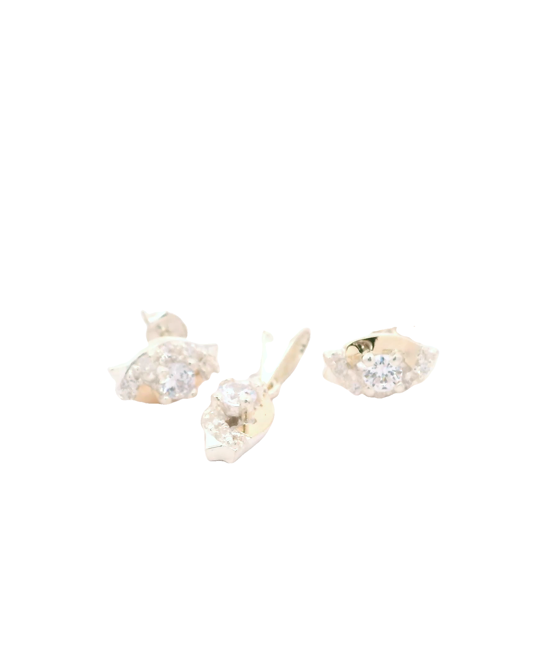 Aretes y dije de plata con oro con zircones blancos