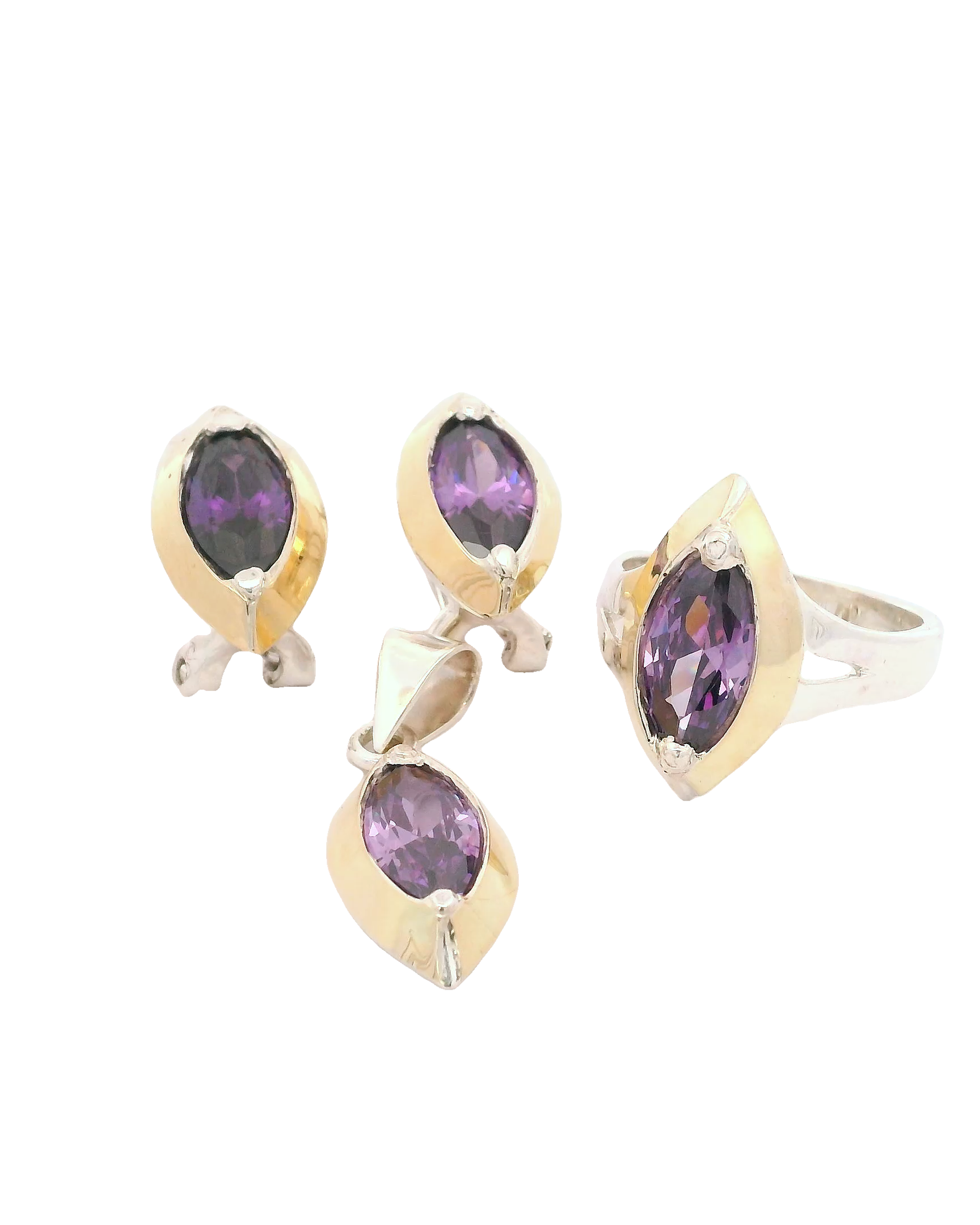 Conjunto de joyería con zirconia amatista