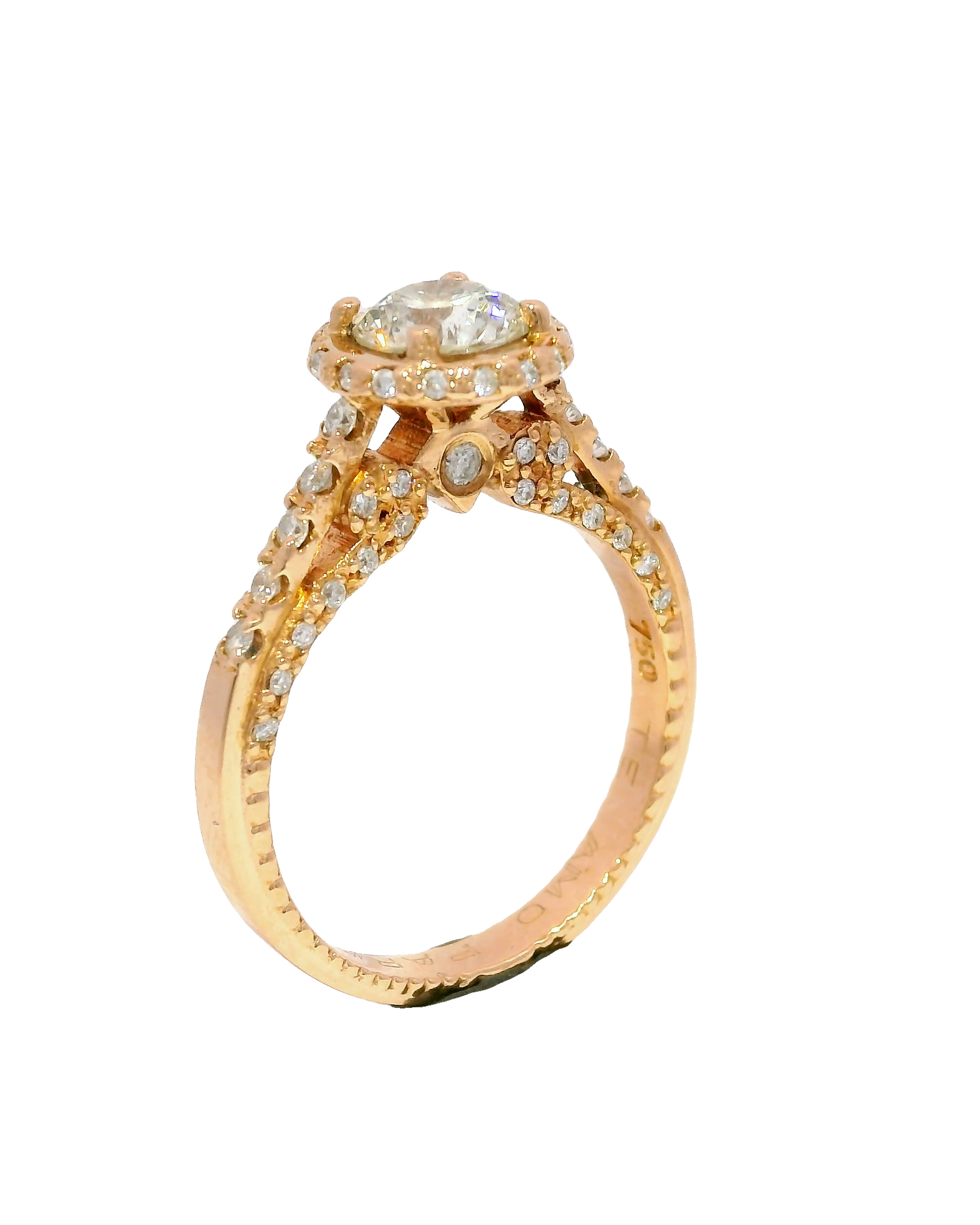 Anillo de compromiso en oro rosado 18k ley