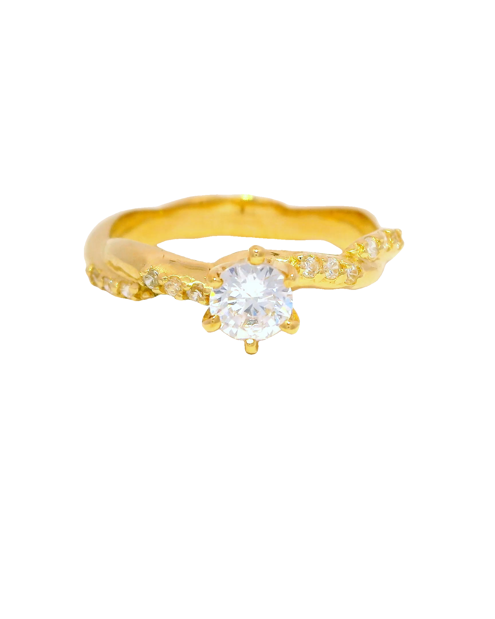 Anillo de compromiso en oro amarillo 18k ley tipo soga