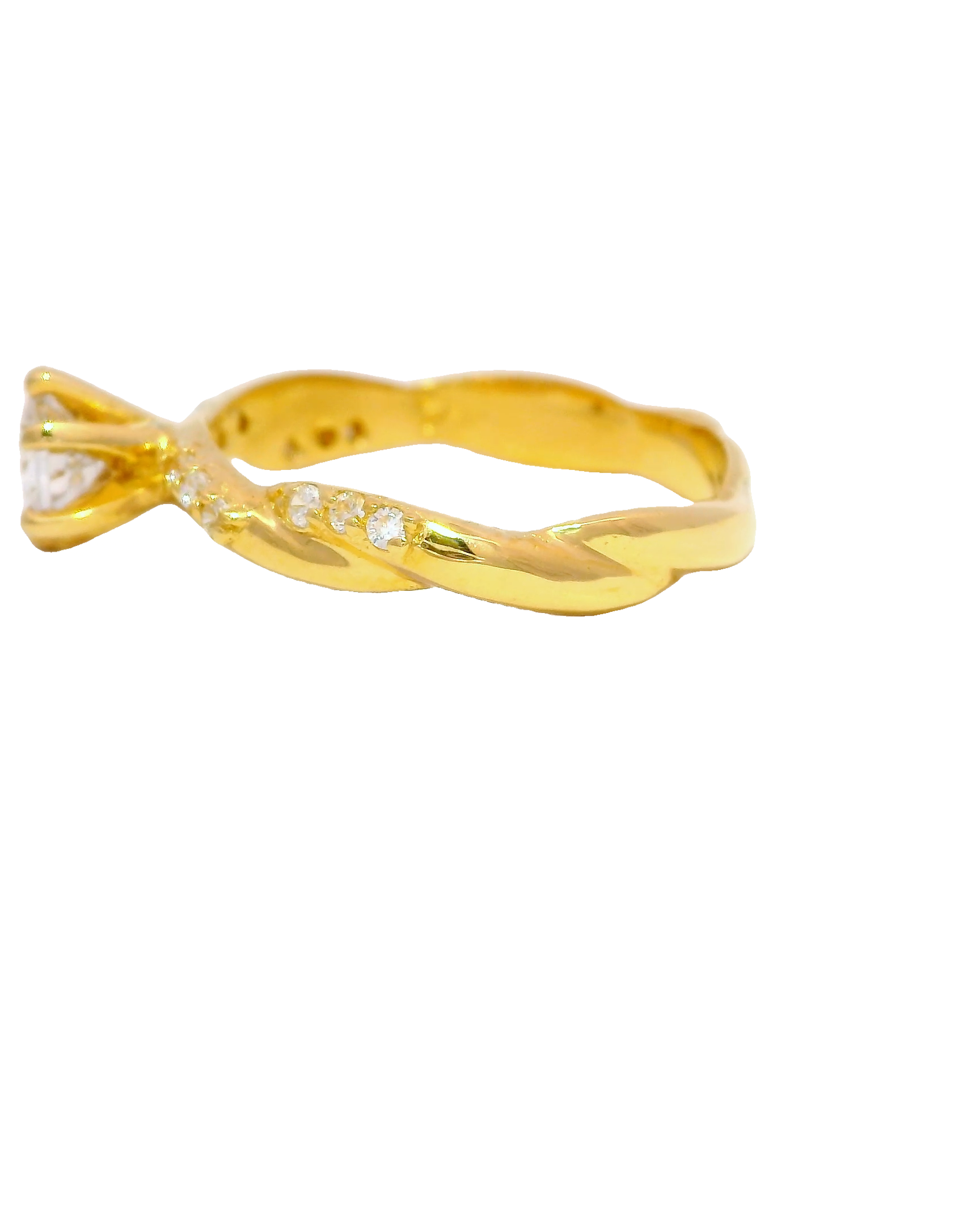Anillo de compromiso en oro amarillo 18k ley tipo soga