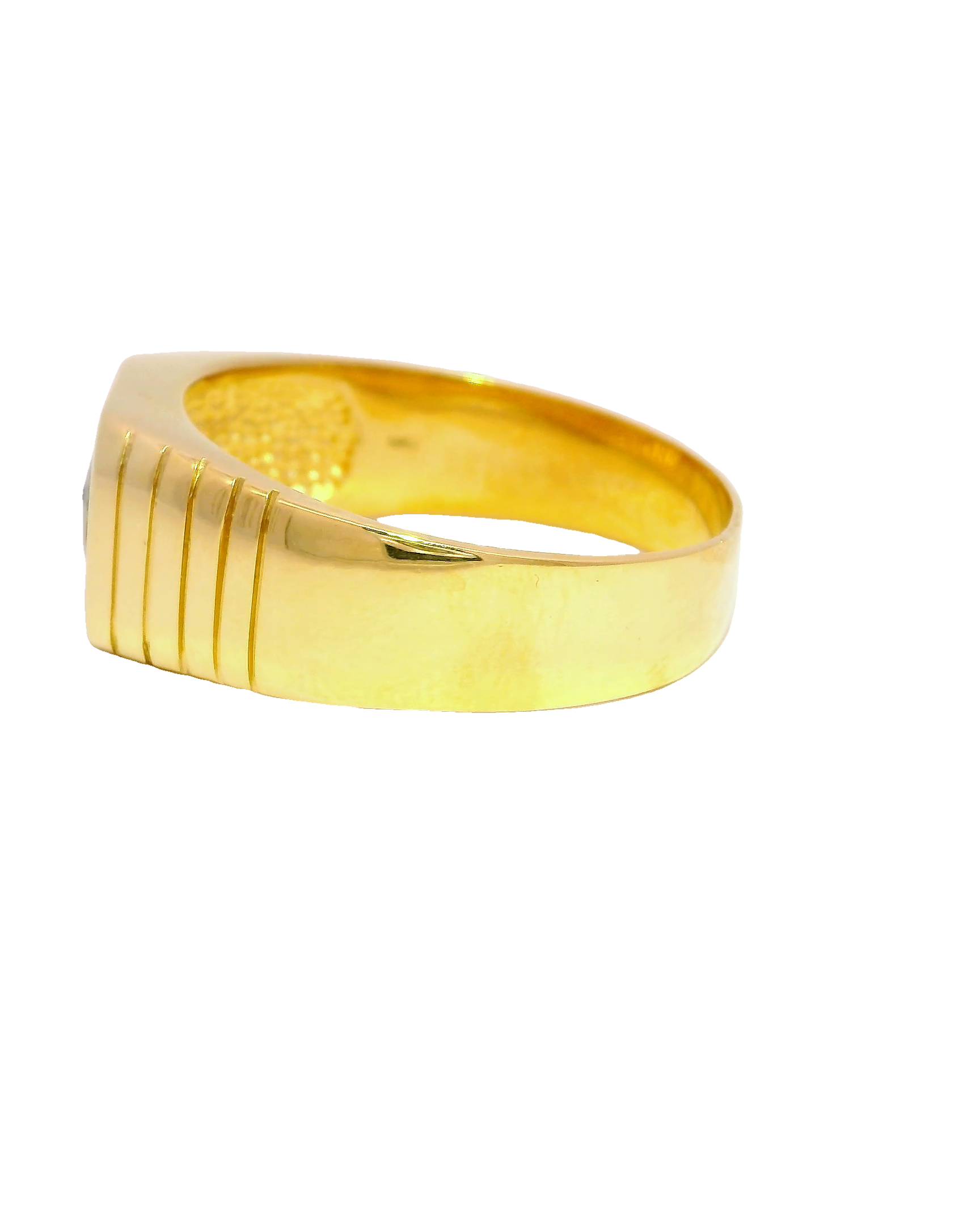 Anillo de hombre en oro amarillo 18k ley con diamante de 0,30 cts