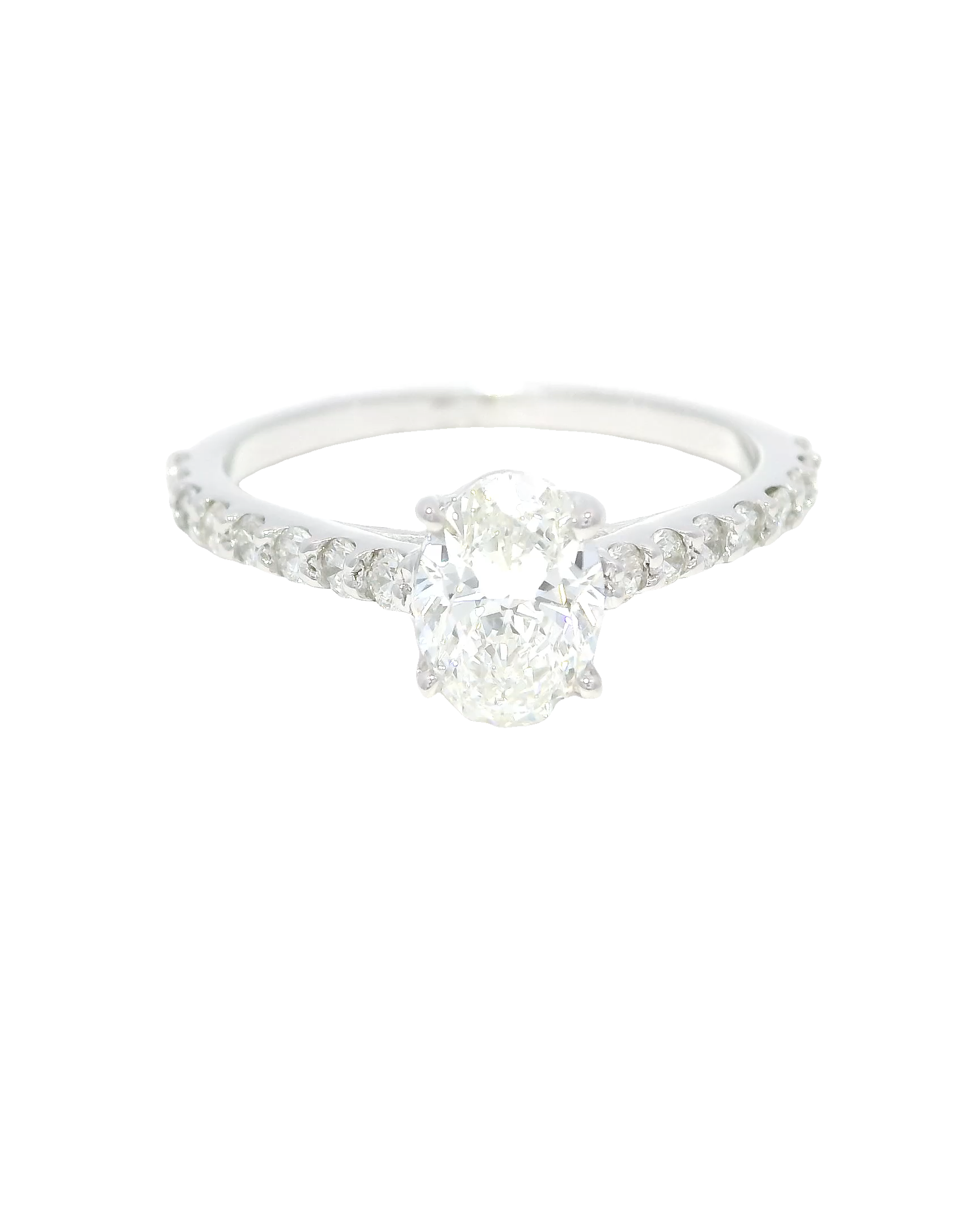 Anillo de compromiso oval oro blanco 18k ley