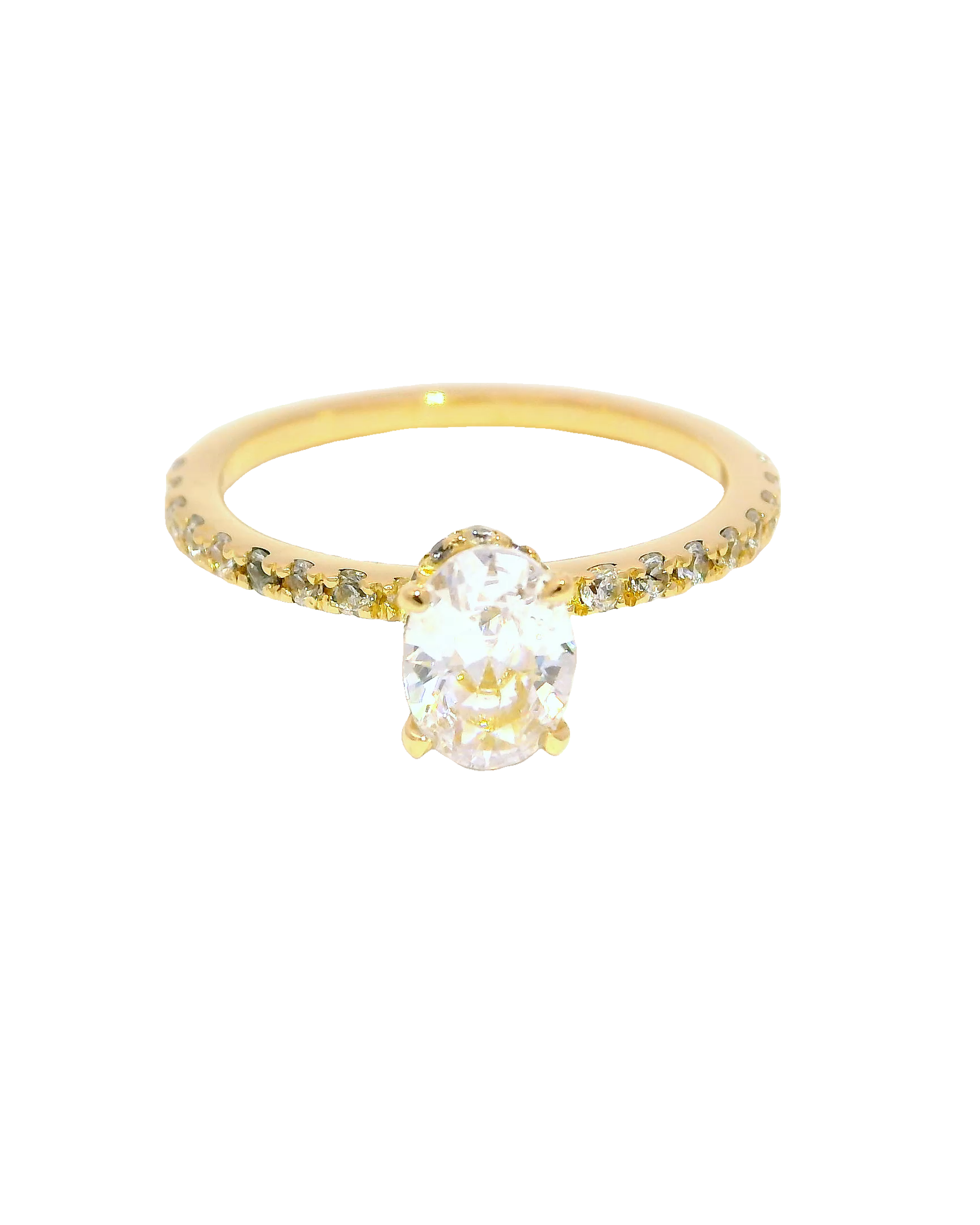 Anillo de compromiso brillante con diamante oval de 0.55 cts