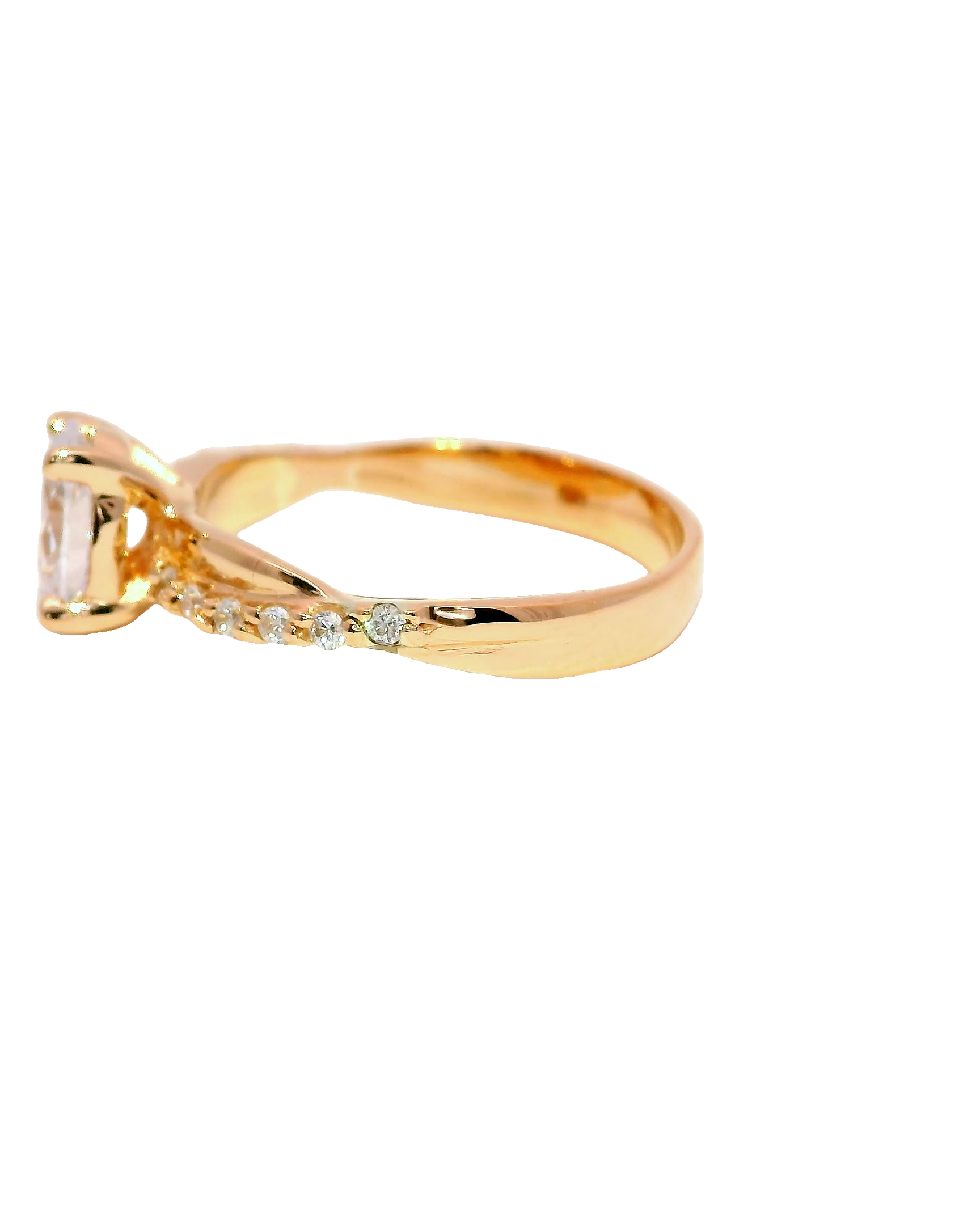 Anillo de compromiso oro rosa 18k ley con diamante oval de 0.75 cts entrelazado