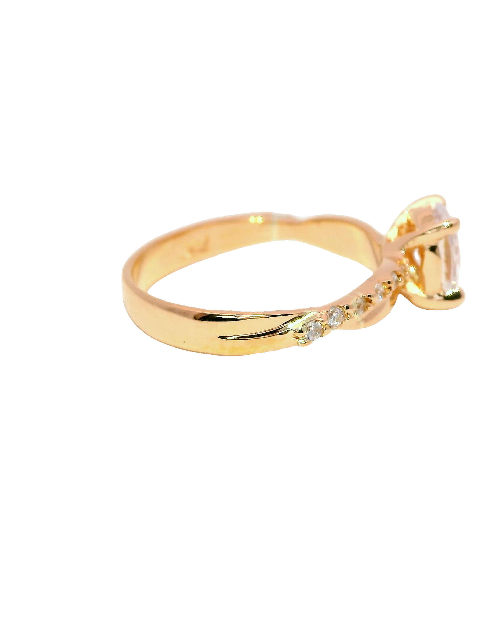 Anillo de compromiso oro rosa 18k ley con diamante oval de 0.75 cts entrelazado
