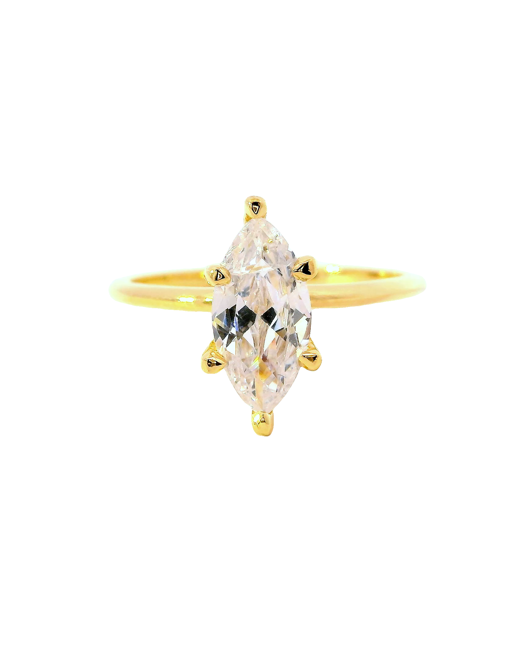 Anillo de compromiso en oro amarillo 18k ley con marquesa