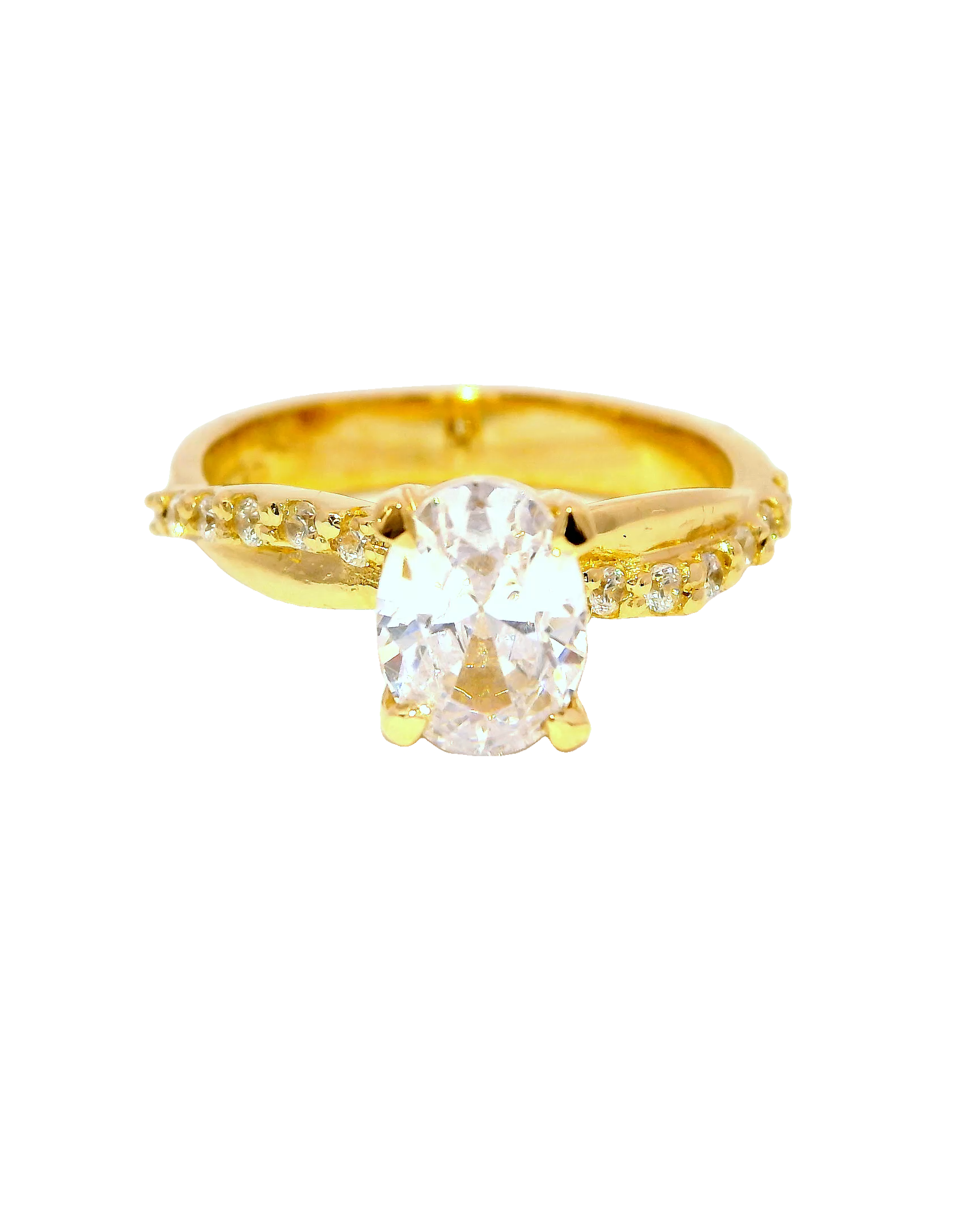 Anillo de compromiso oro amarillo 18k ley con diamante oval entrelazado