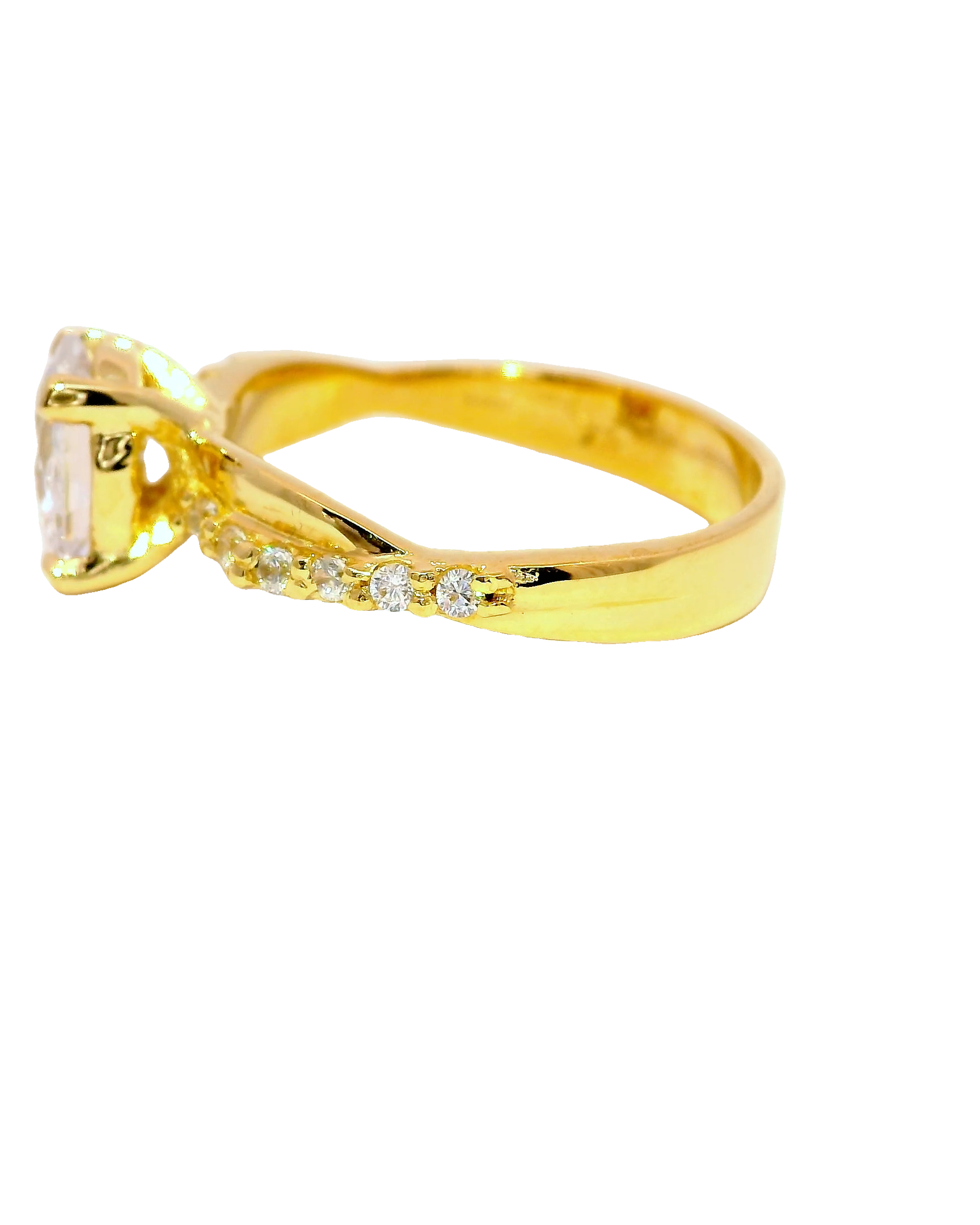 Anillo de compromiso oro amarillo 18k ley con diamante oval entrelazado