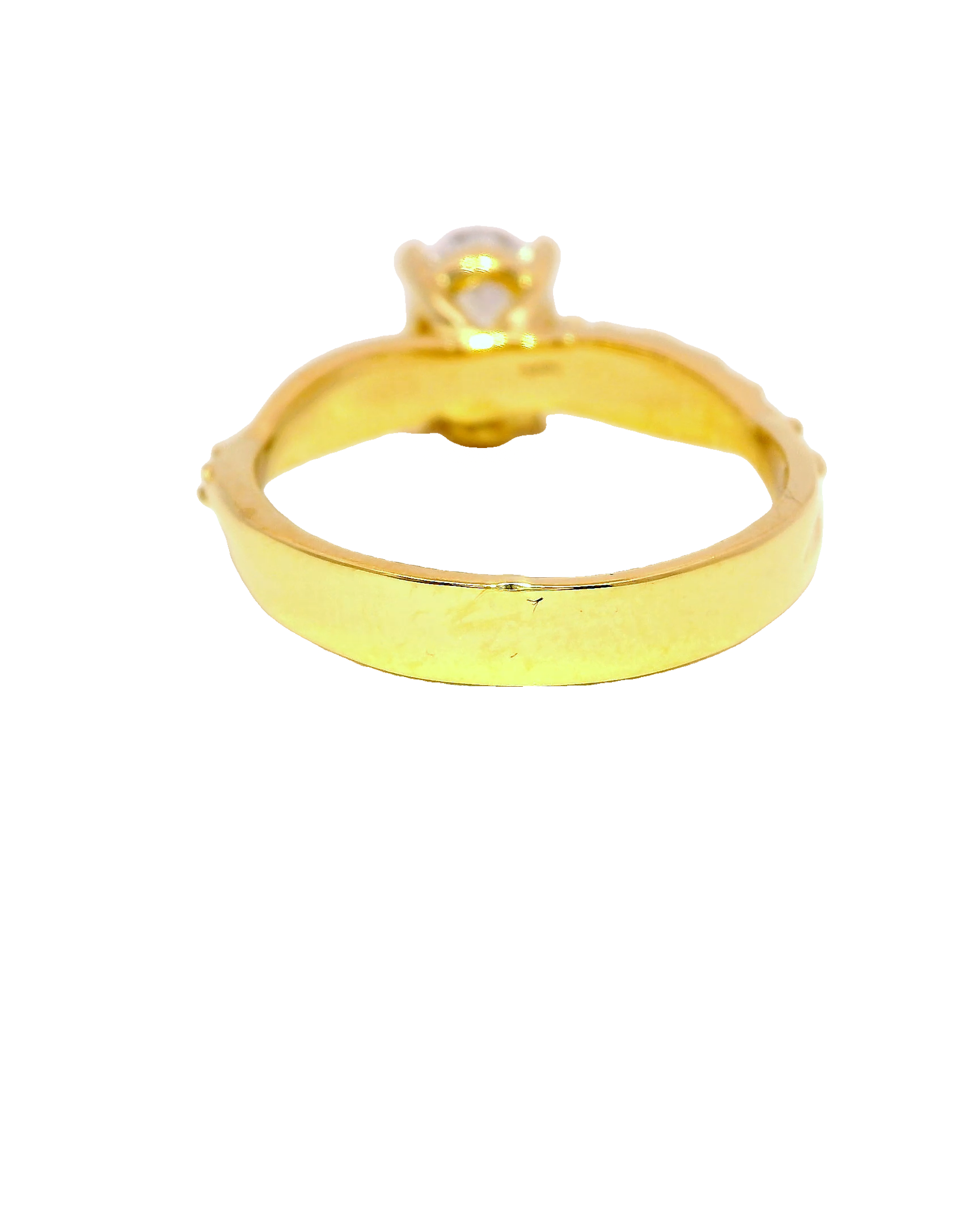Anillo de compromiso oro amarillo 18k ley con diamante oval entrelazado