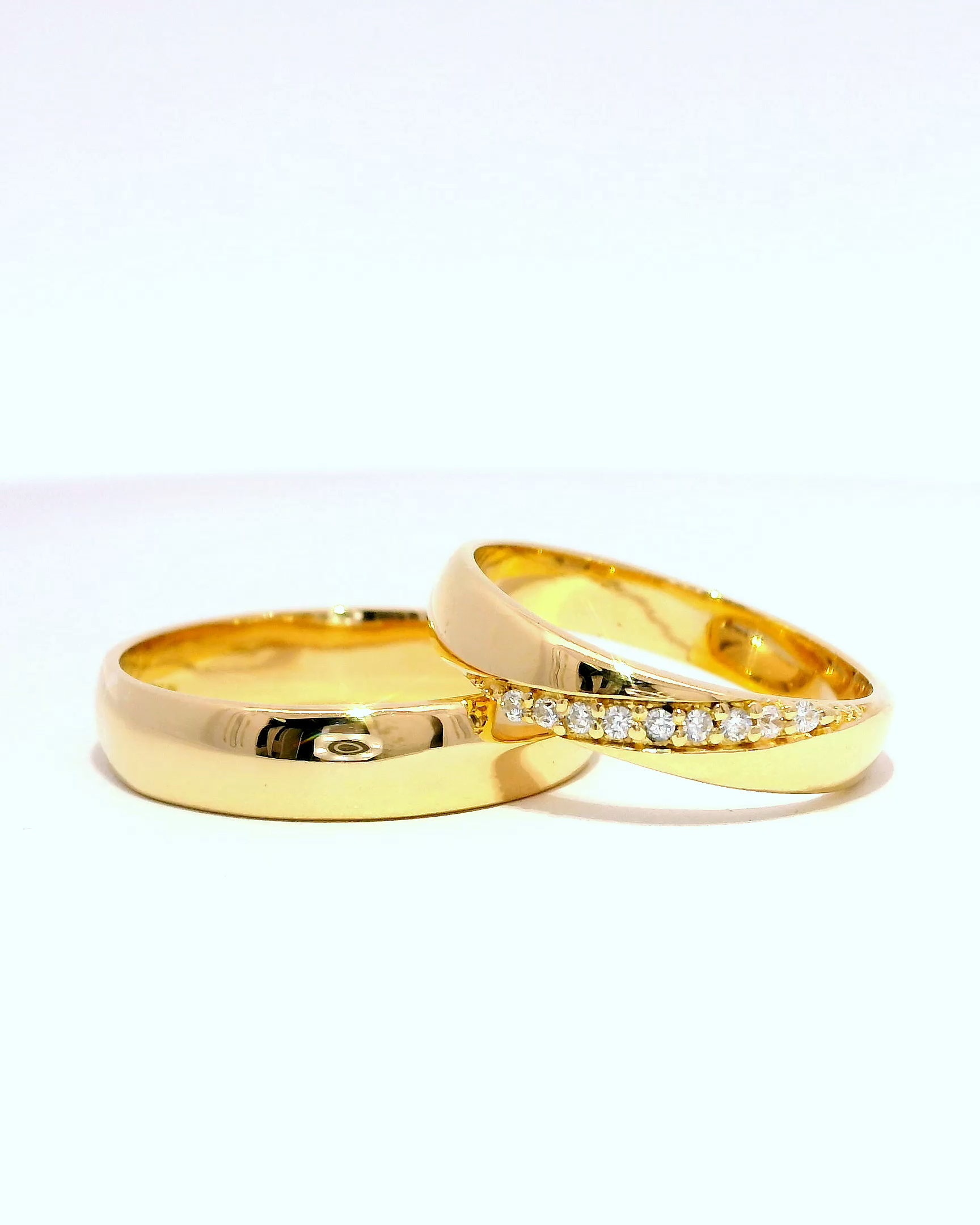 Anillos de boda dedragé en oro amarillo 18k ley con diamantes