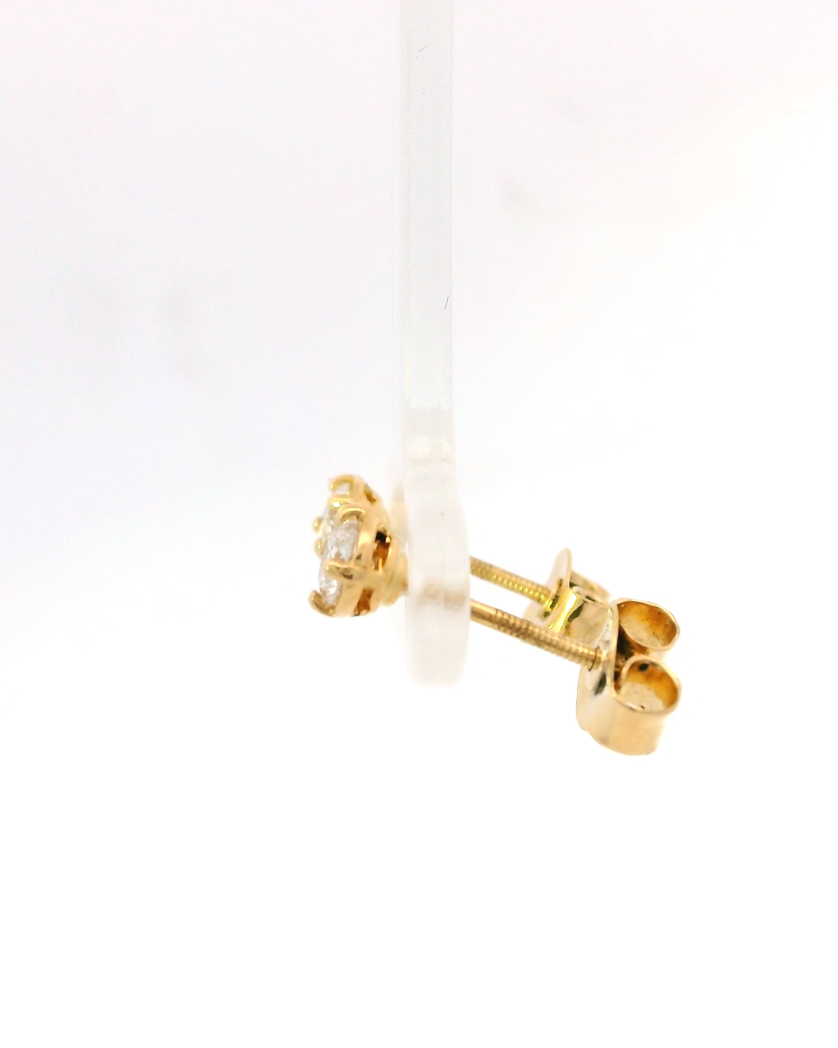 Aretes de oro amarillo 18k ley con diamantes