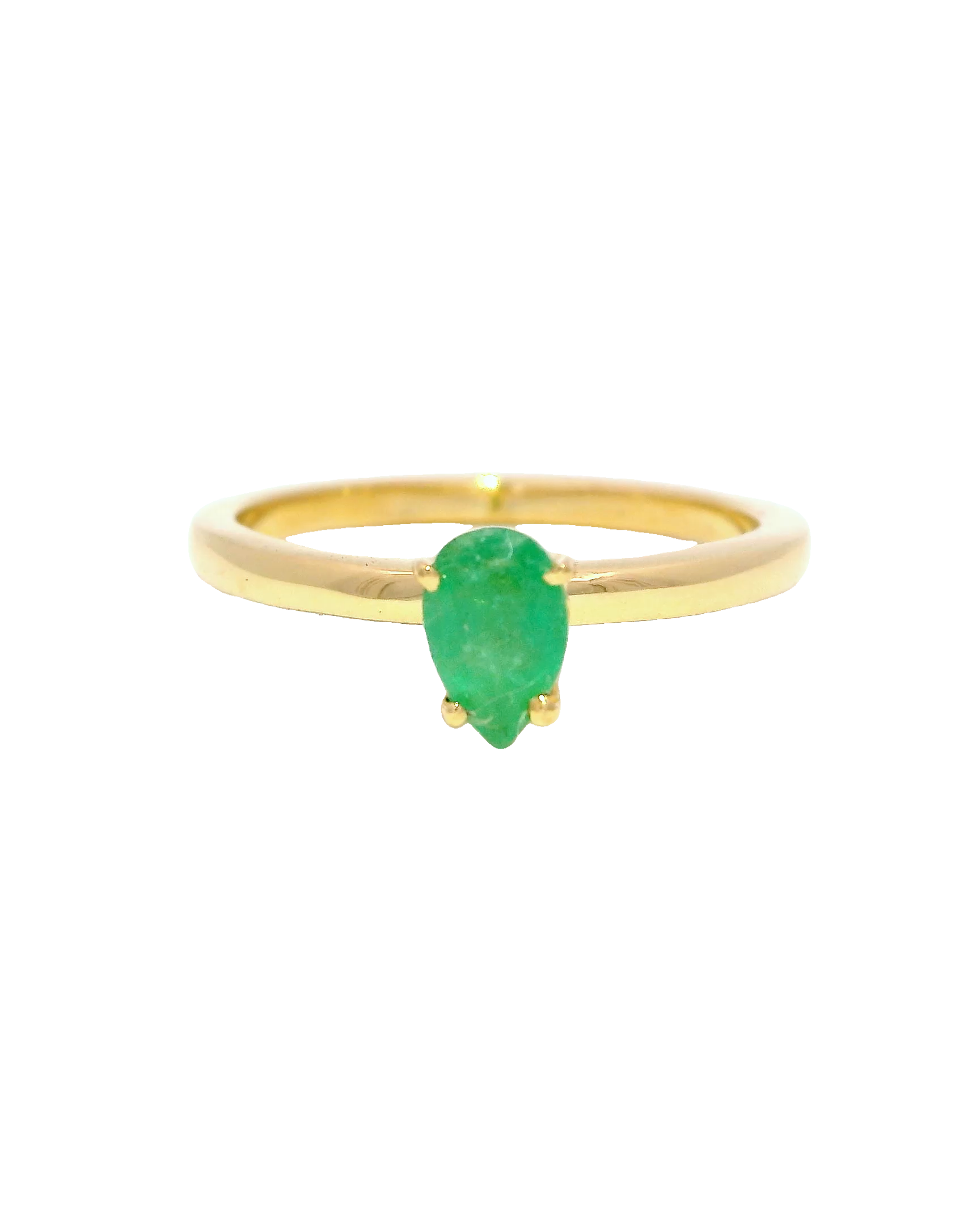 Anillo de esmeralda natural elegante en oro amarillo 18k ley