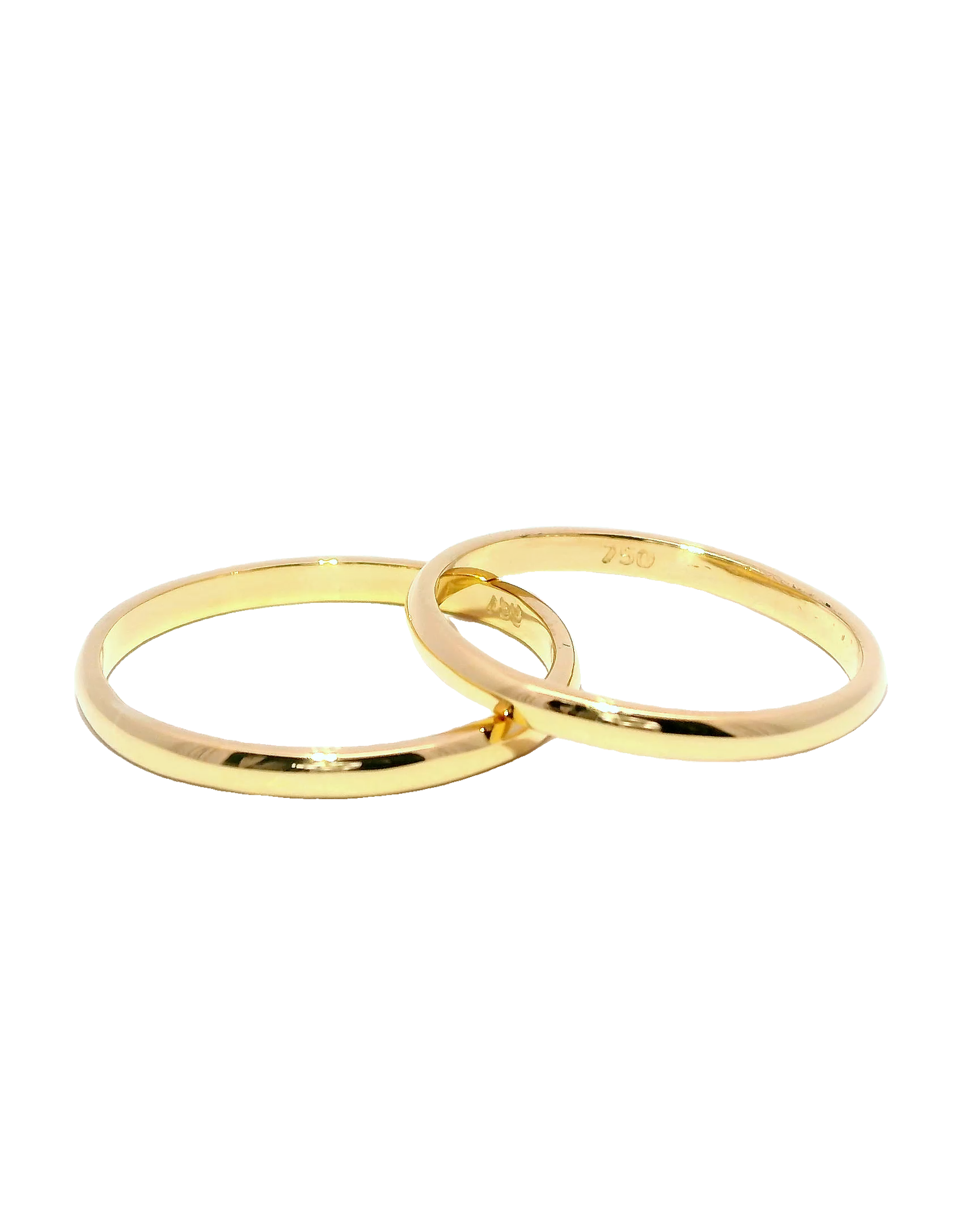 Anillos de boda en oro amarillo delicados 18k