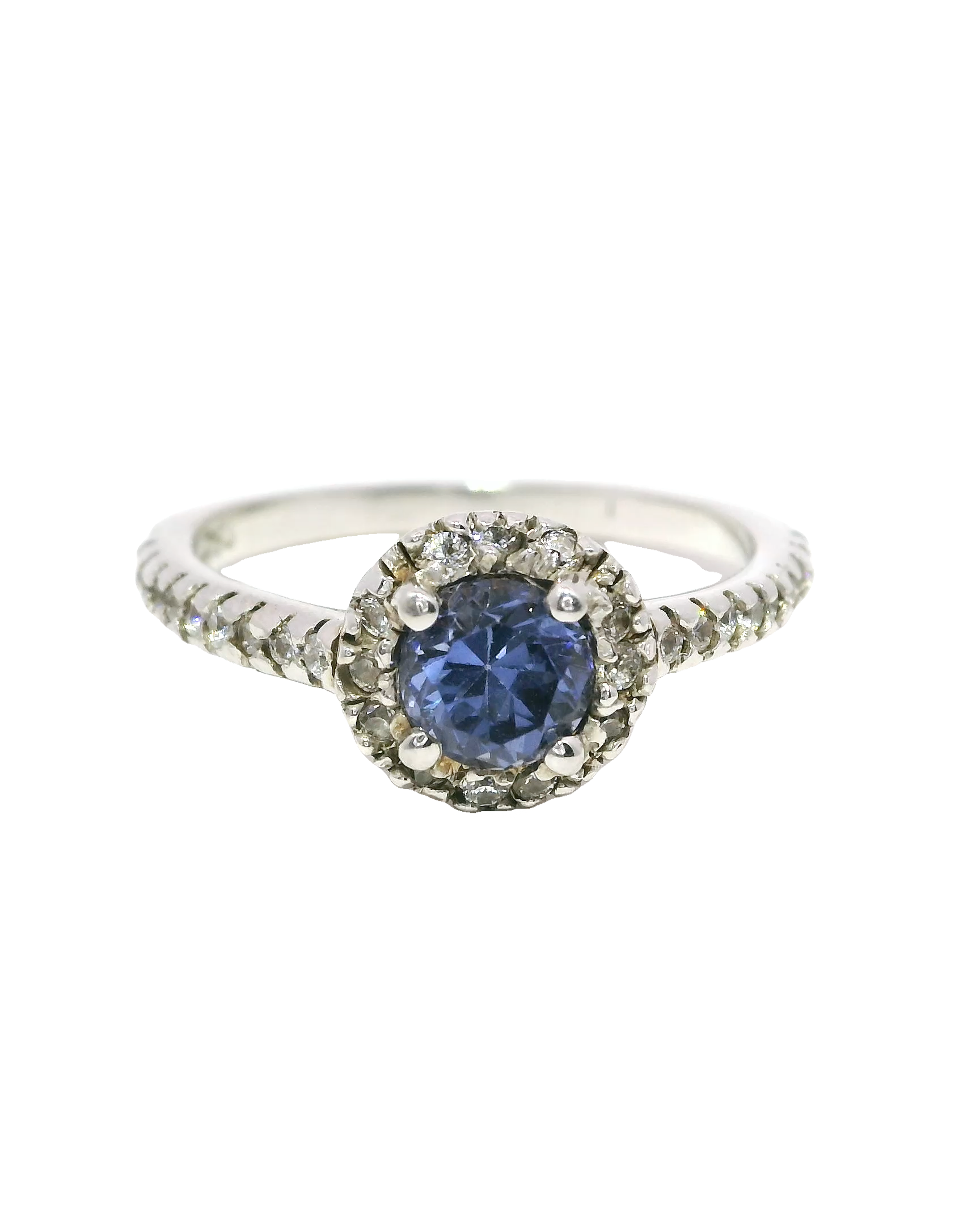Anillo de oro blanco 18k ley con zafiro deslumbrante