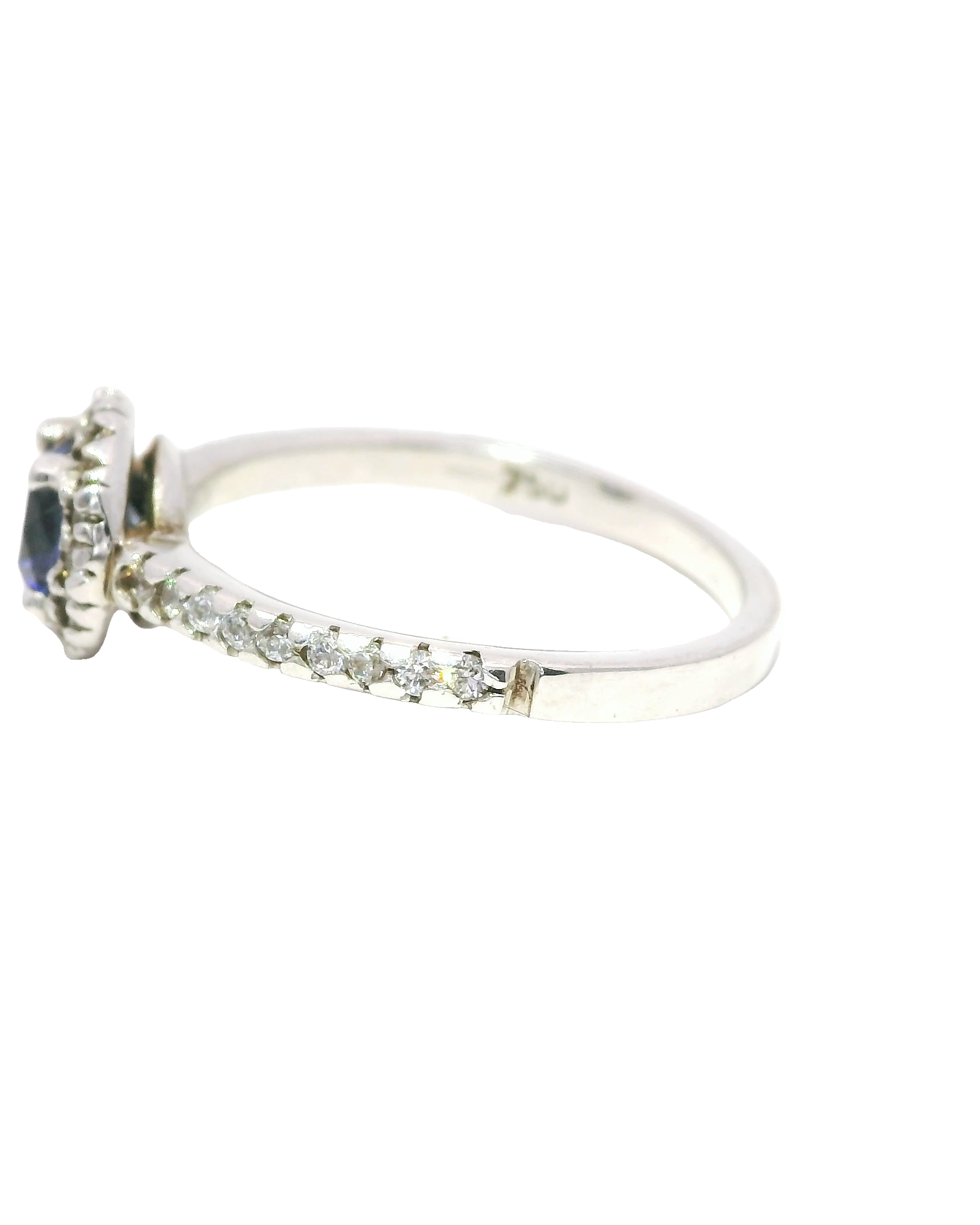 Anillo de oro blanco 18k ley con zafiro deslumbrante