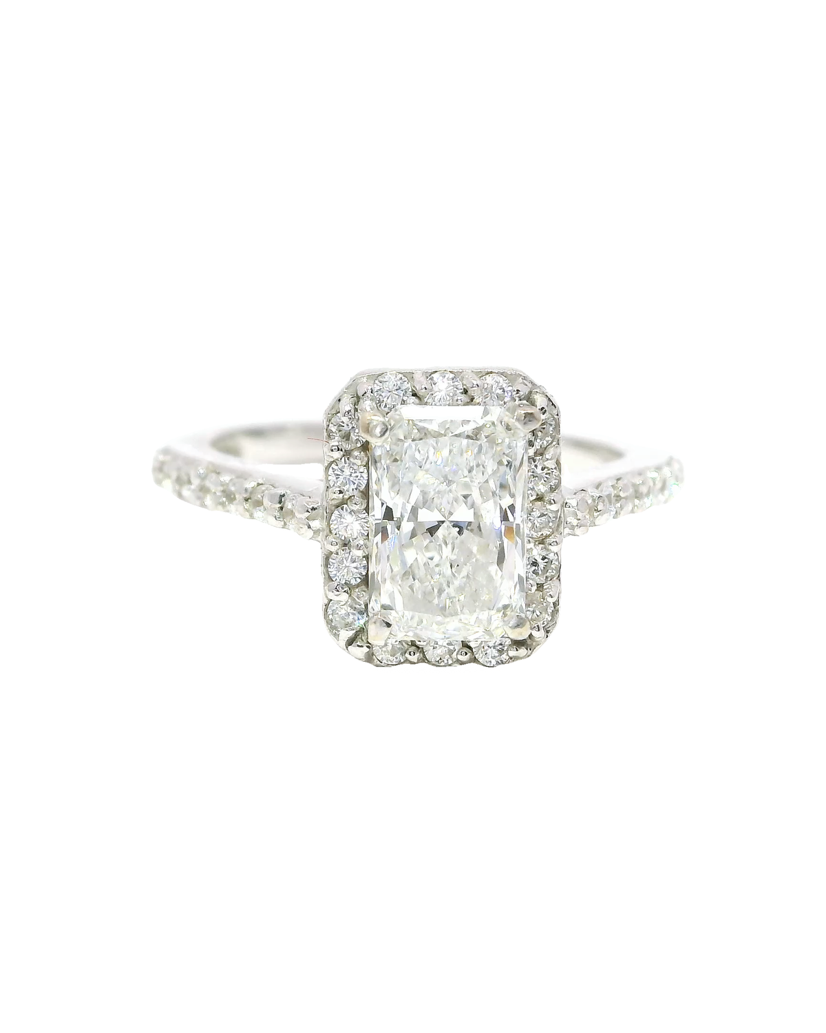 Anillo de compromiso en oro blanco 18k Ley con diamante 1kt Radiante