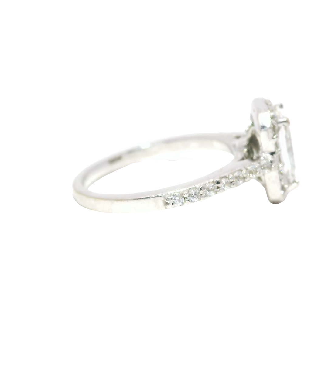 Anillo de compromiso en oro blanco 18k Ley con diamante 1kt Radiante