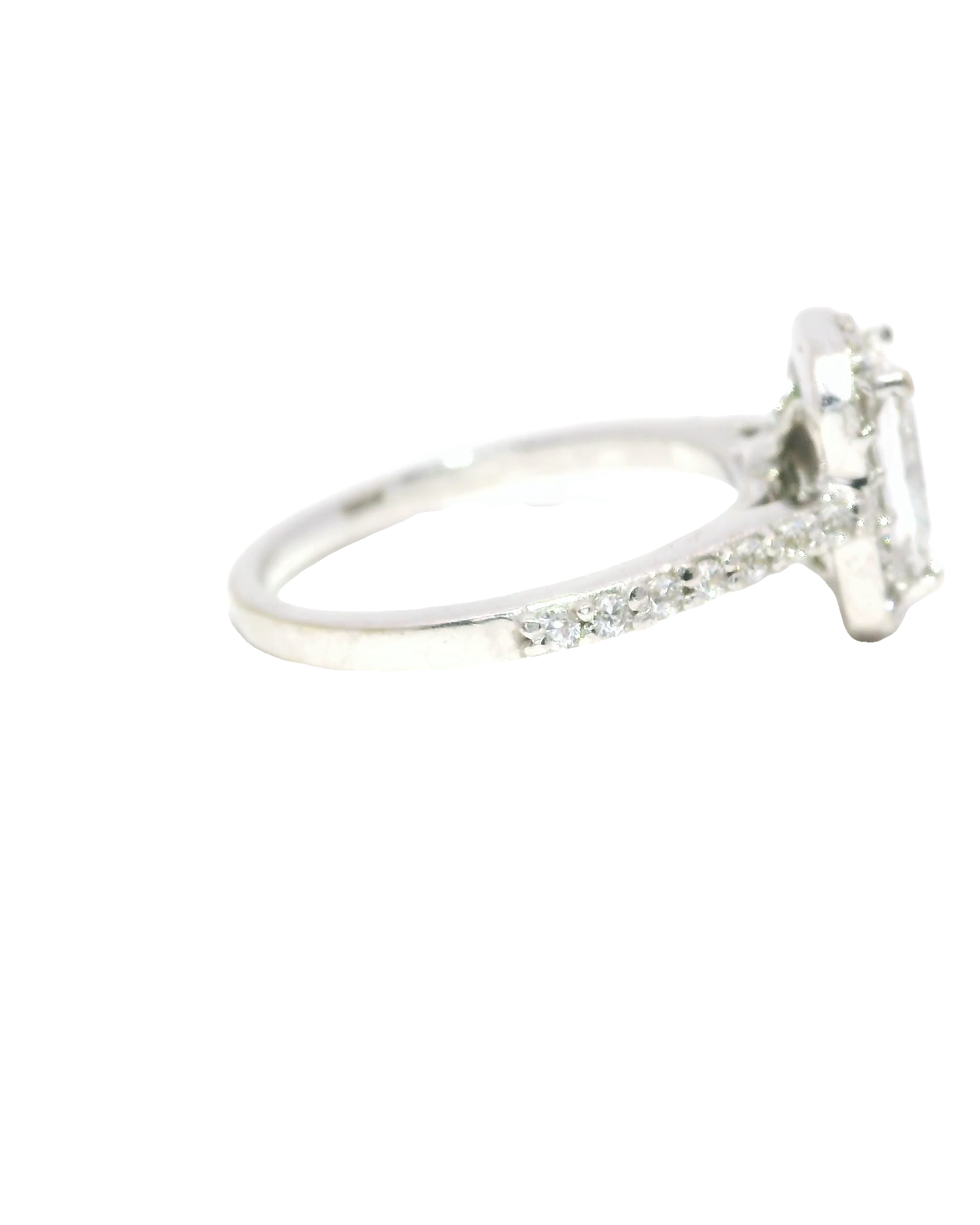 Anillo de compromiso en oro blanco 18k Ley con diamante 1kt Radiante