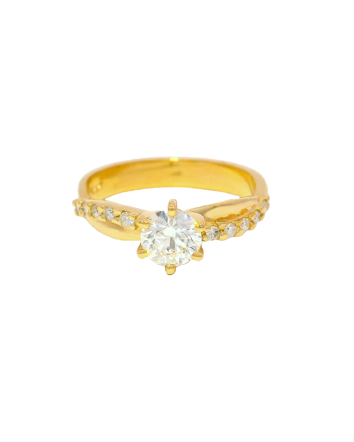 Anillo de compromiso cruzado en oro amarillo 18k ley