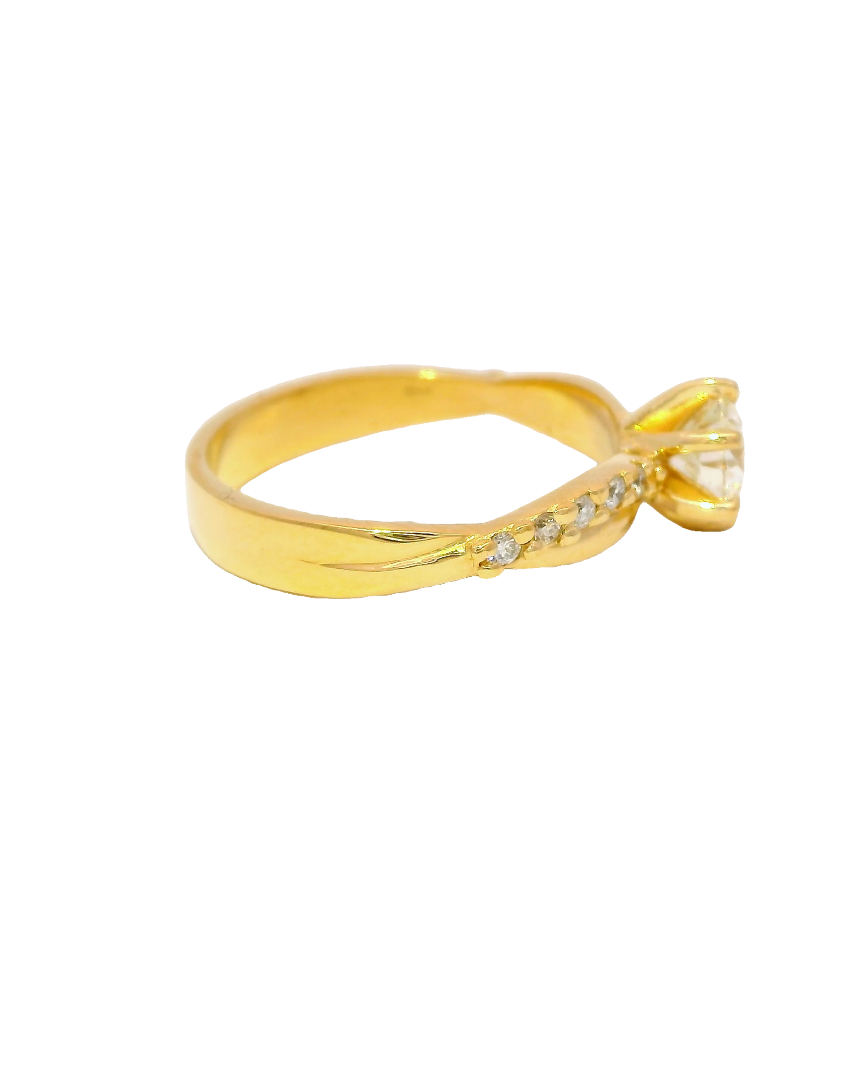 Anillo de compromiso cruzado en oro amarillo 18k ley