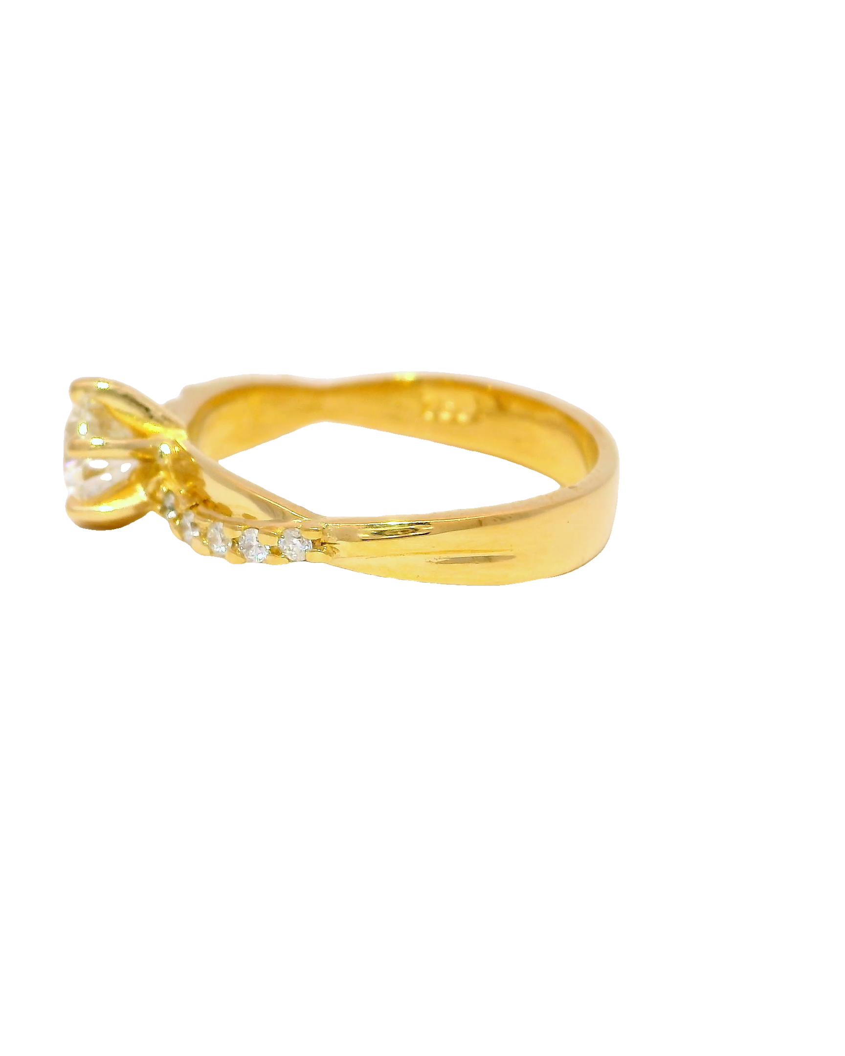 Anillo de compromiso cruzado en oro amarillo 18k ley