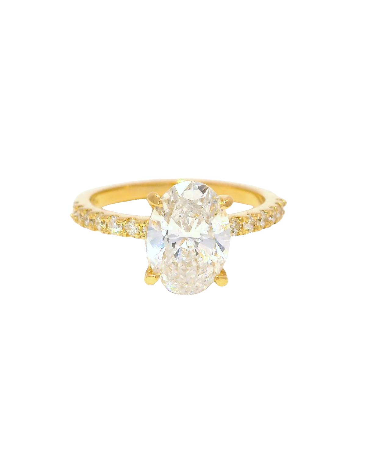 Anillo de compromiso en oro amarillo 18k ley con diamante oval de 1.5kt