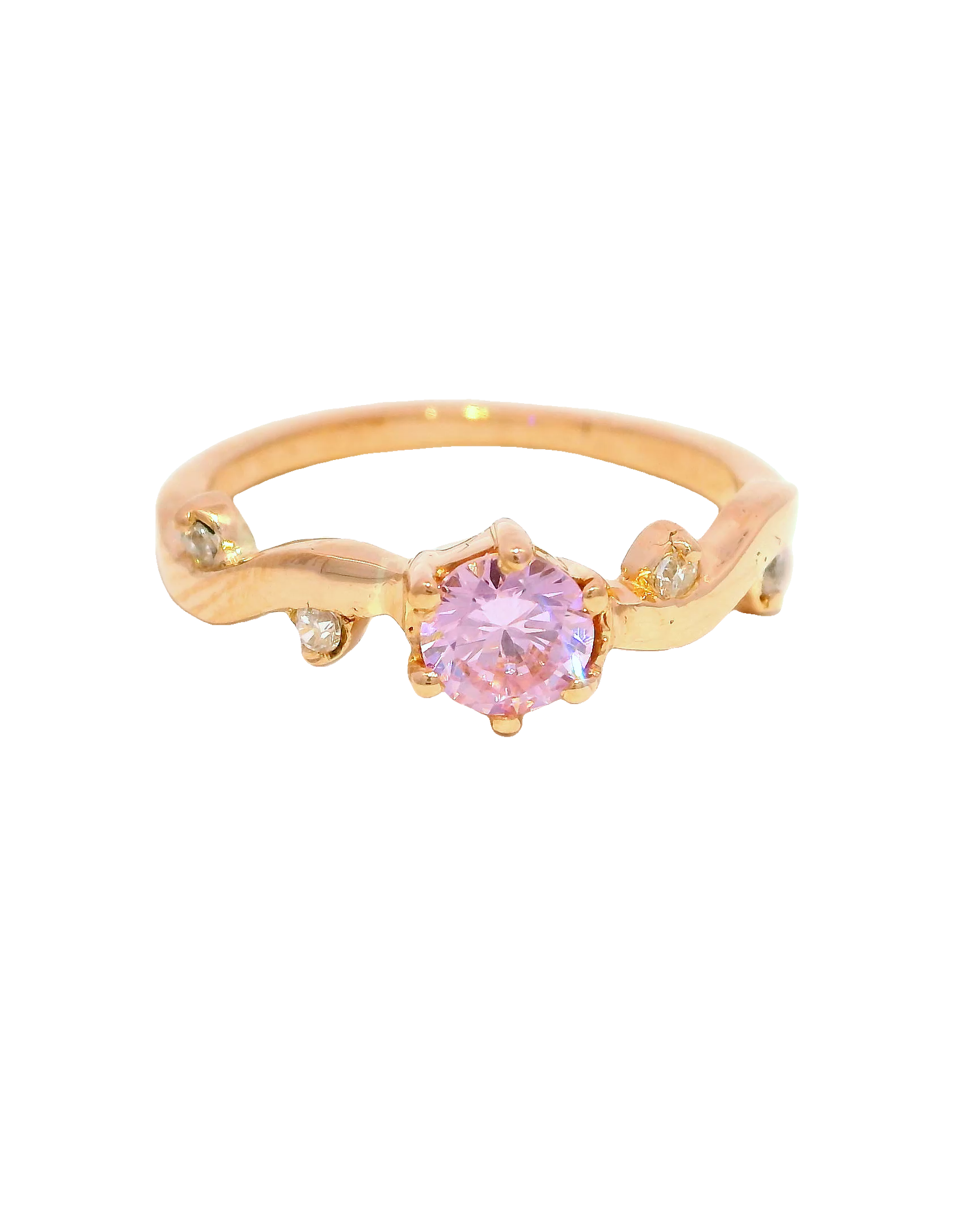 Anillo de oro rosa con zirón rosado
