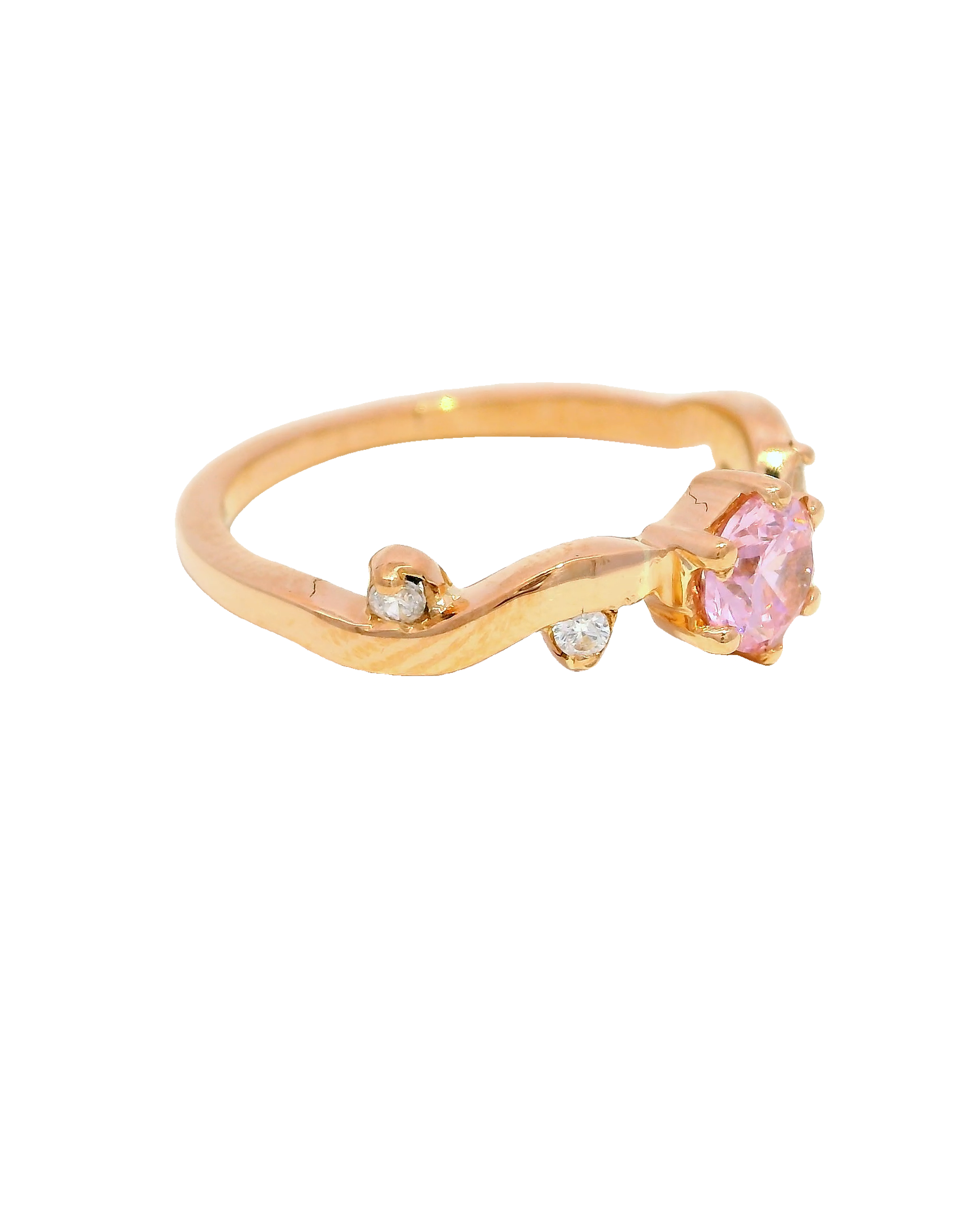 Anillo de oro rosa con zirón rosado