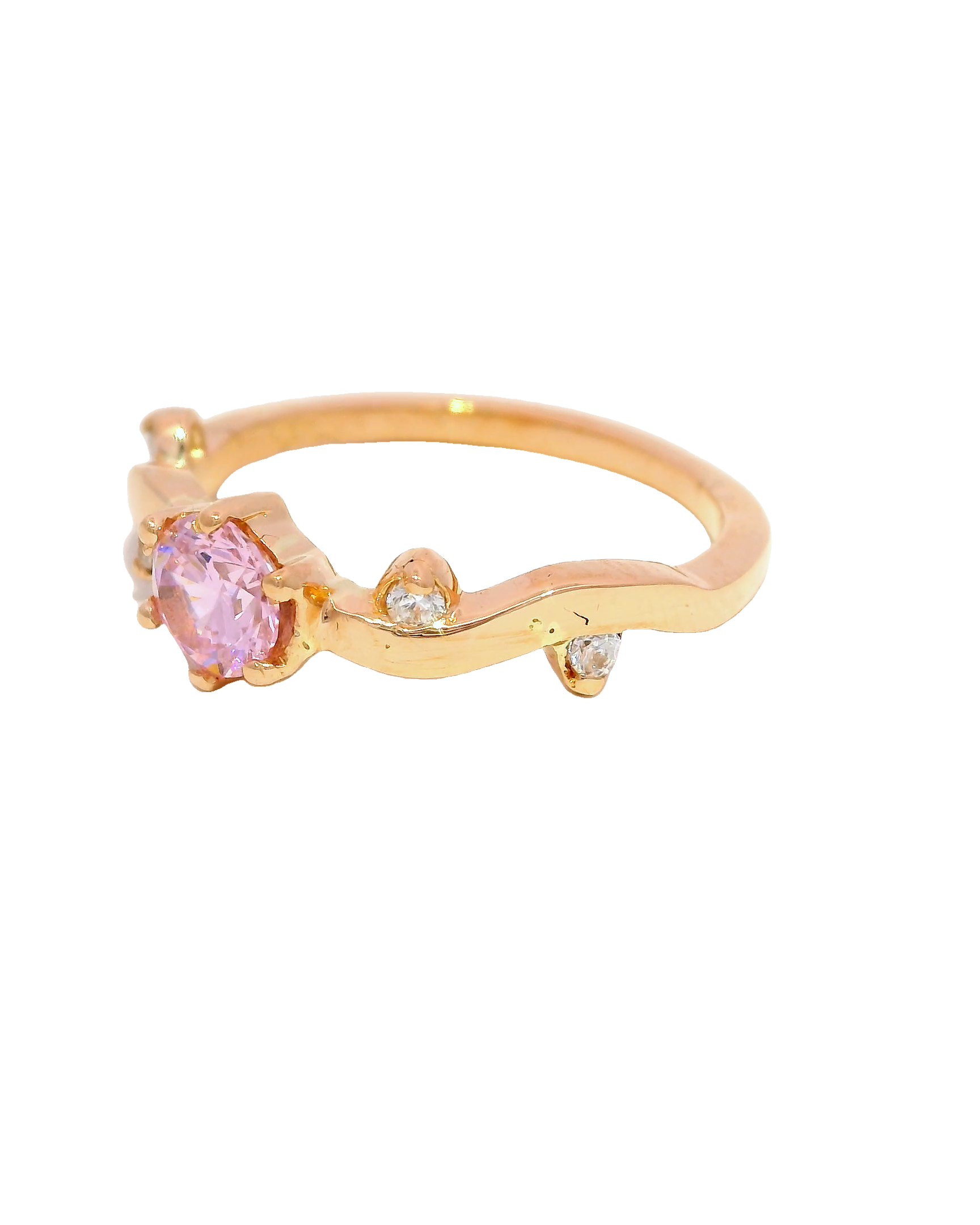 Anillo de oro rosa con zirón rosado