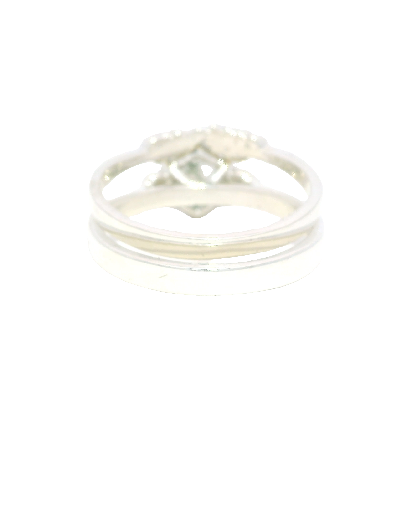 Anillo oro blanco con piedra preciosa agata musgosa octogonal