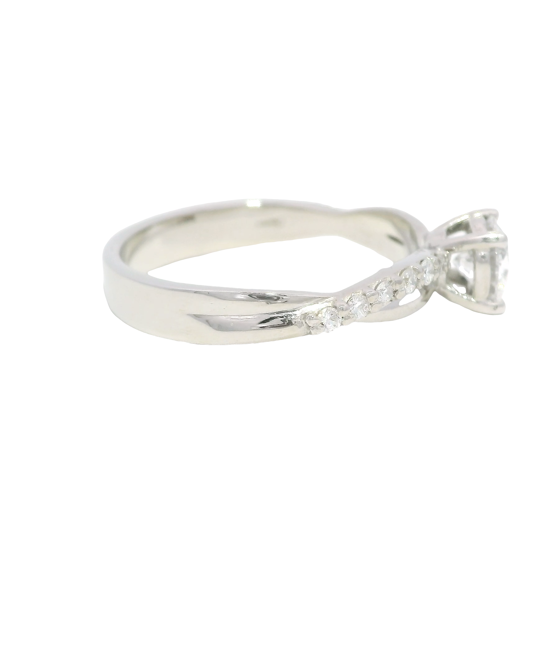 Anillo de compromiso entrelazado en oro blanco 18k ley