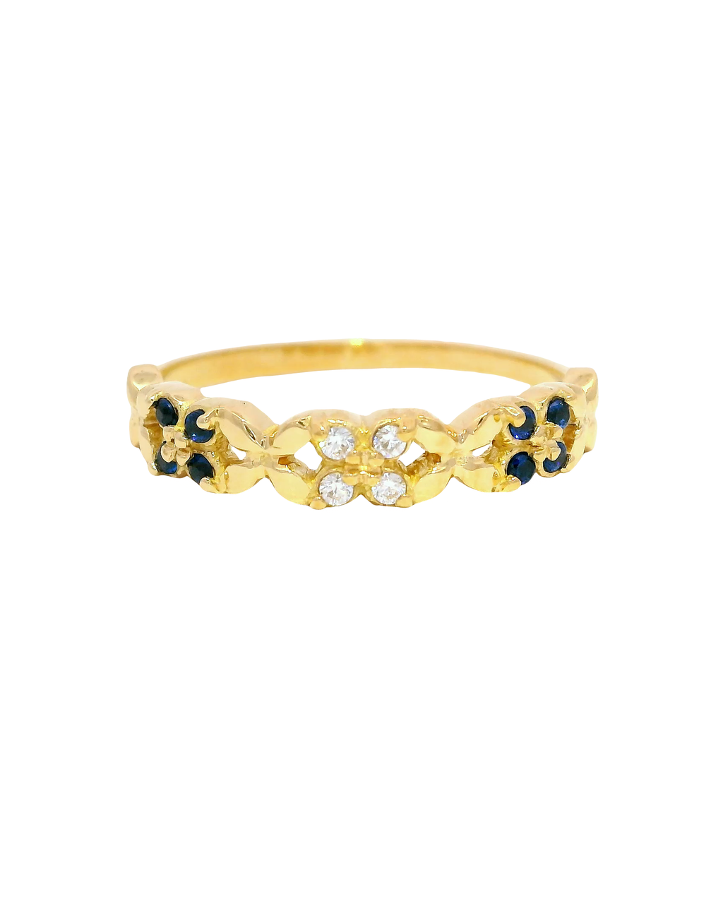Anillo floreado en oro amarillo 18k ley