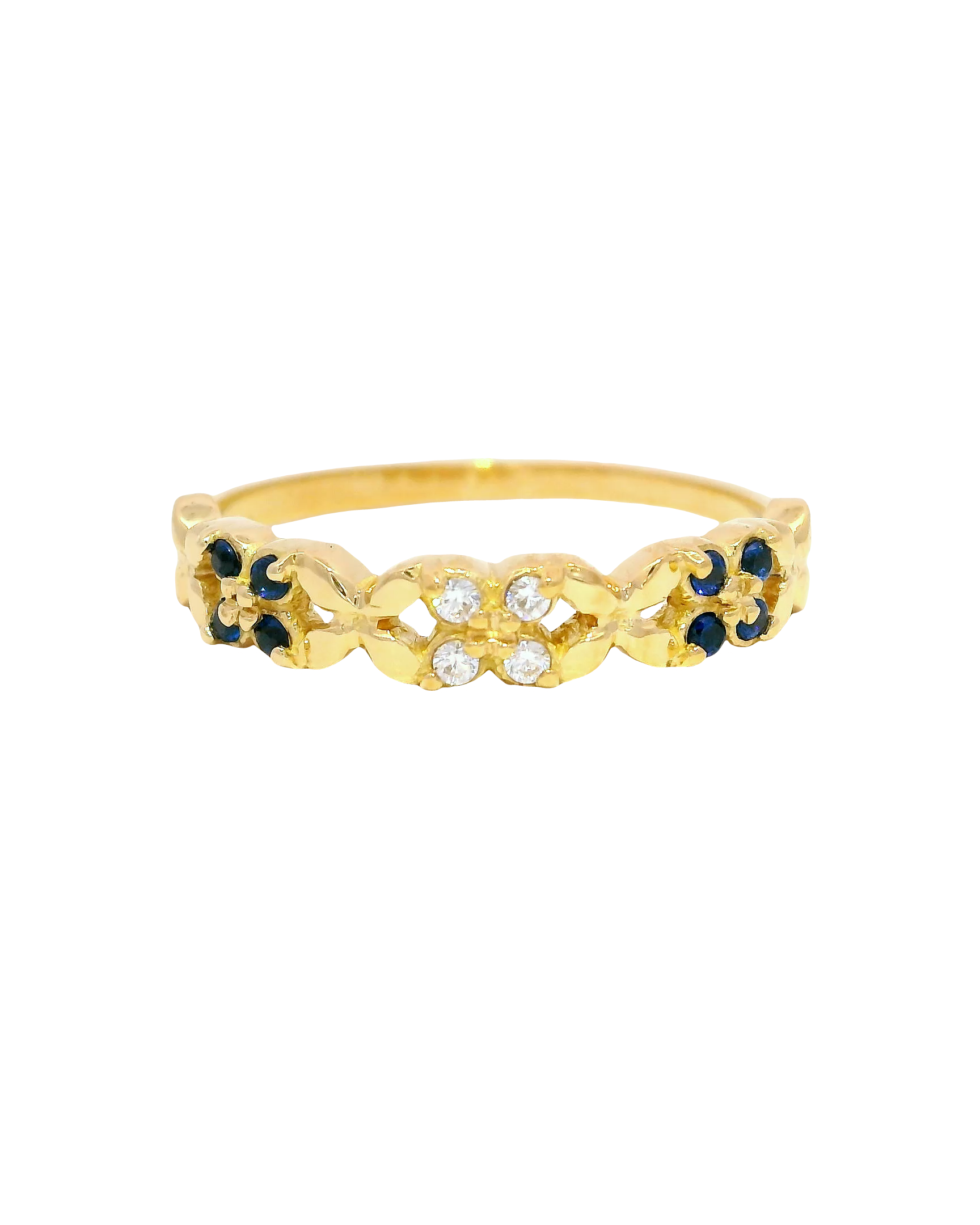 Anillo floreado en oro amarillo 18k ley