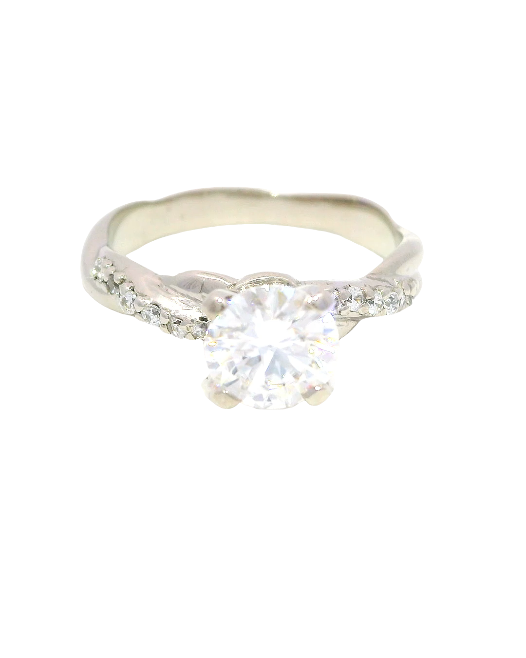 Anillo de Compromiso en Oro Blanco 18k Ley Cruzado