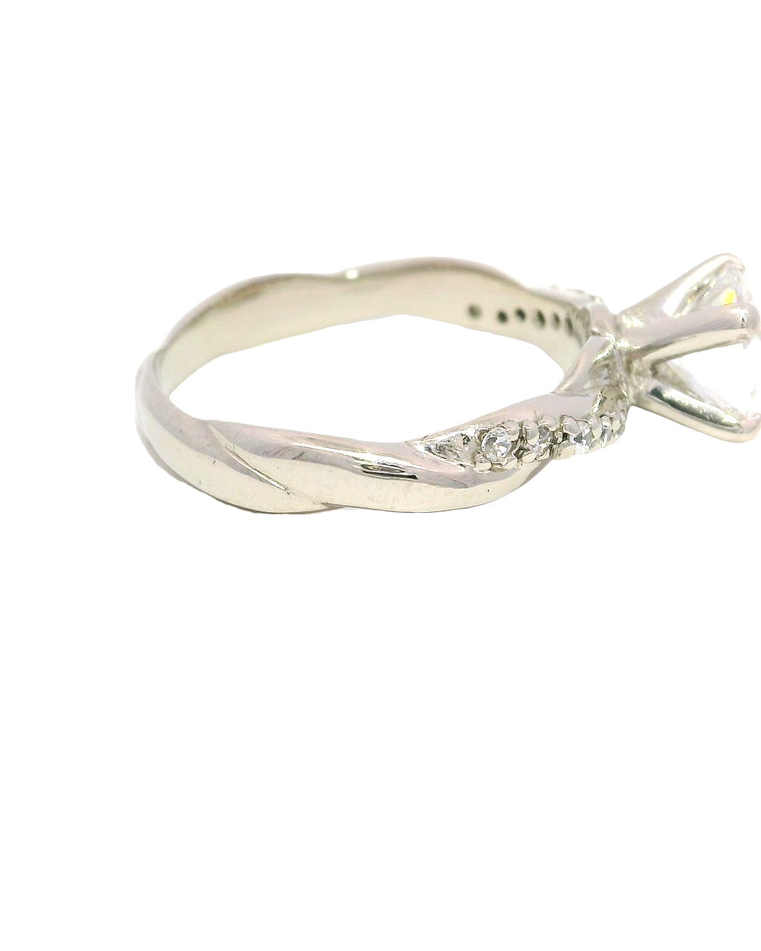 Anillo de Compromiso en Oro Blanco 18k Ley Cruzado