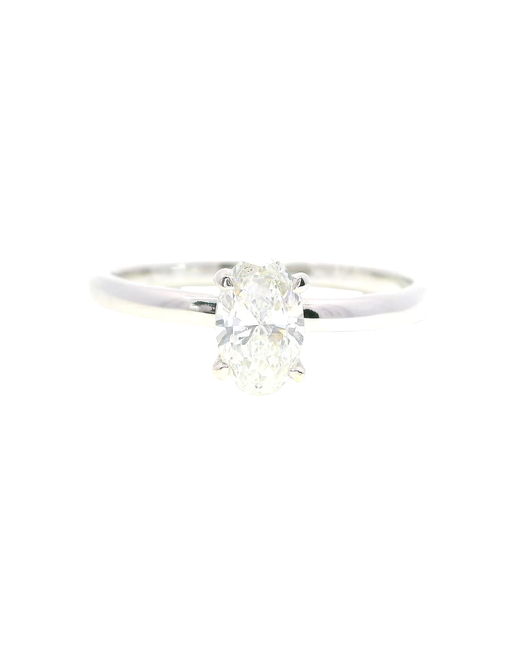 Solitario Oro Blanco 18k Ley con Diamante Oval