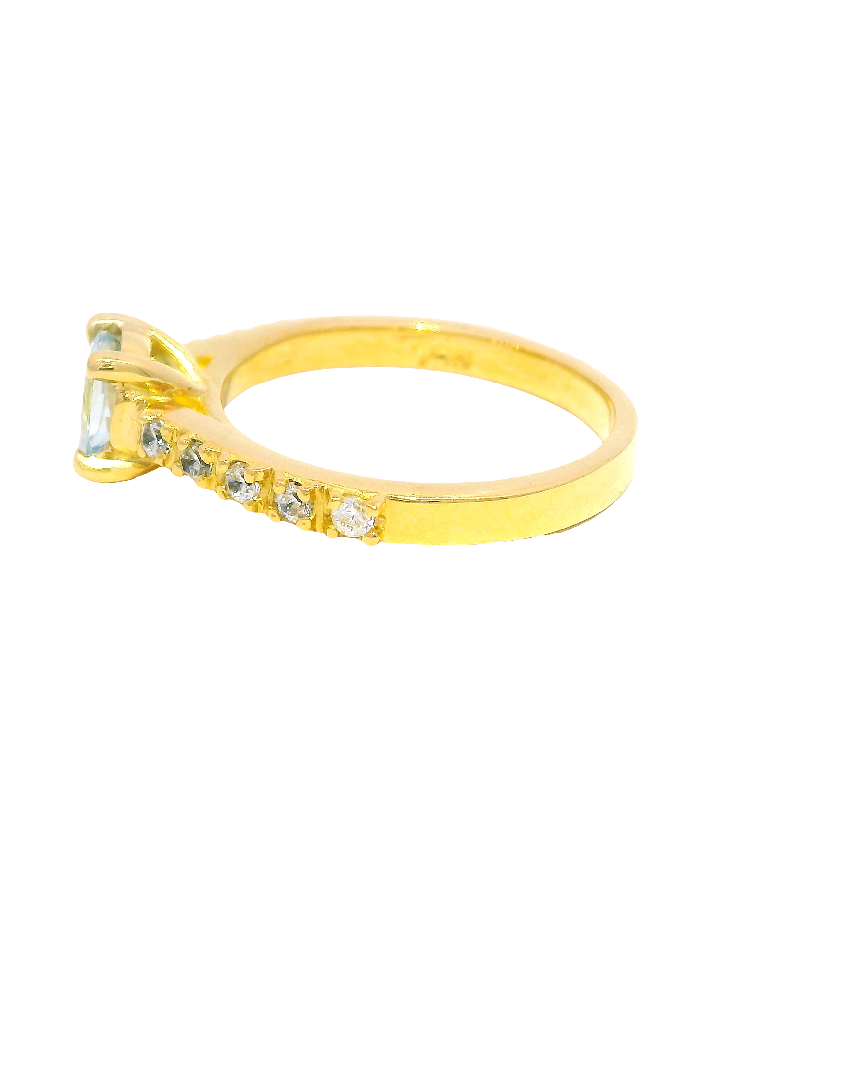 Anillo Solitario de Oro amarillo con Aguamarina 18K Ley