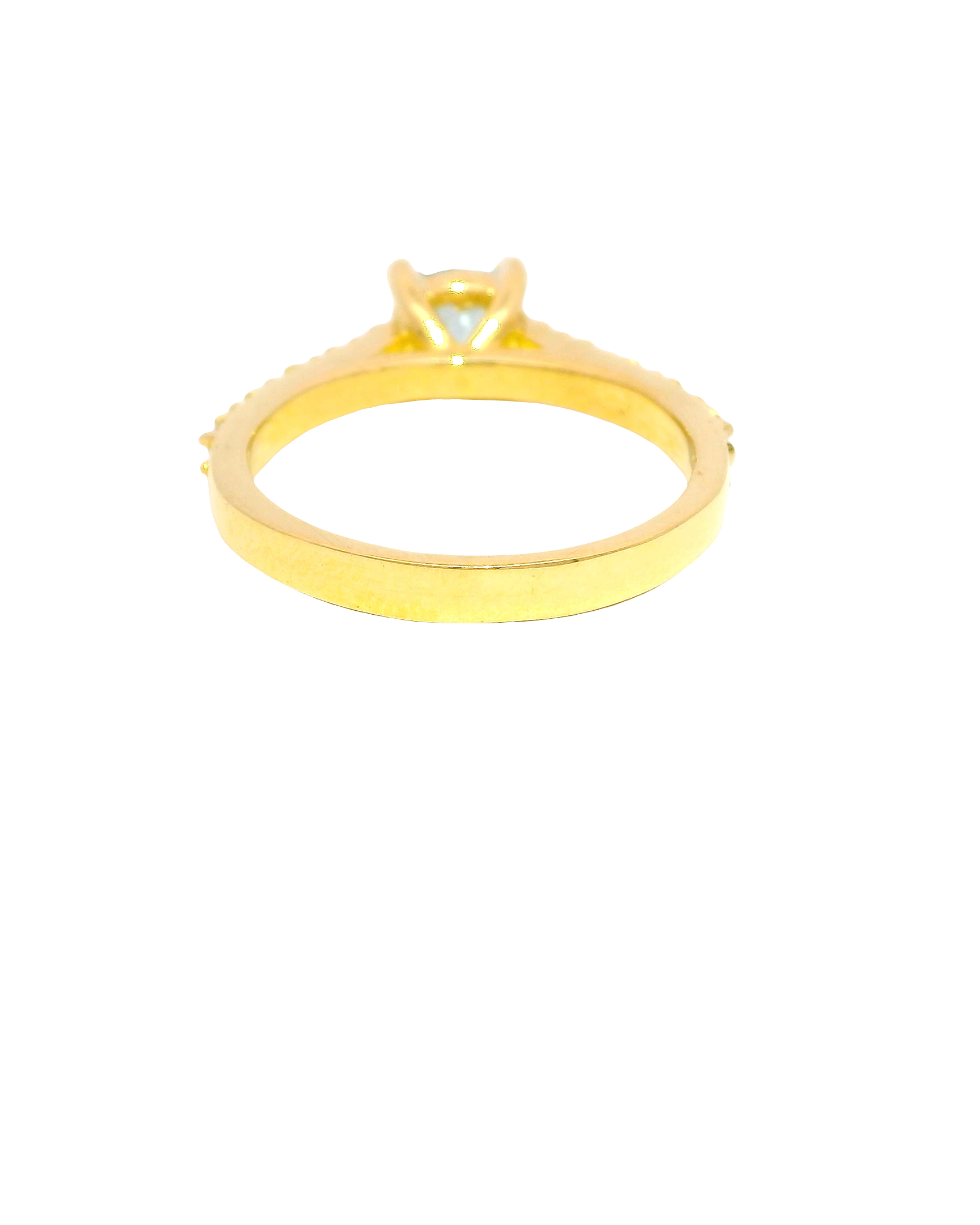 Anillo Solitario de Oro amarillo con Aguamarina 18K Ley