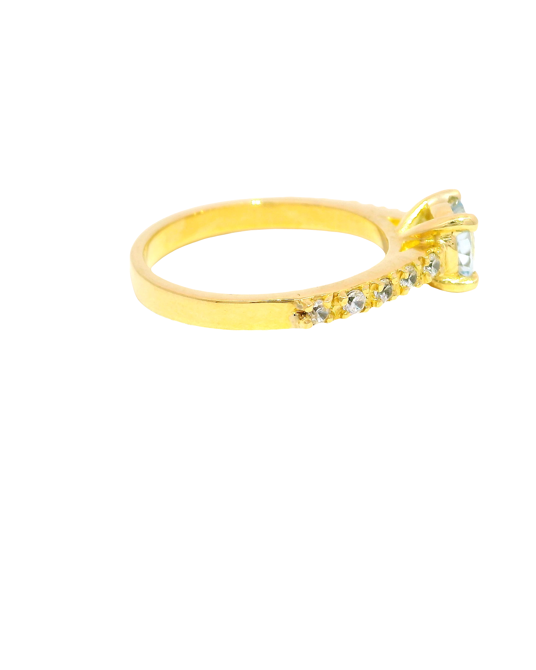 Anillo Solitario de Oro amarillo con Aguamarina 18K Ley