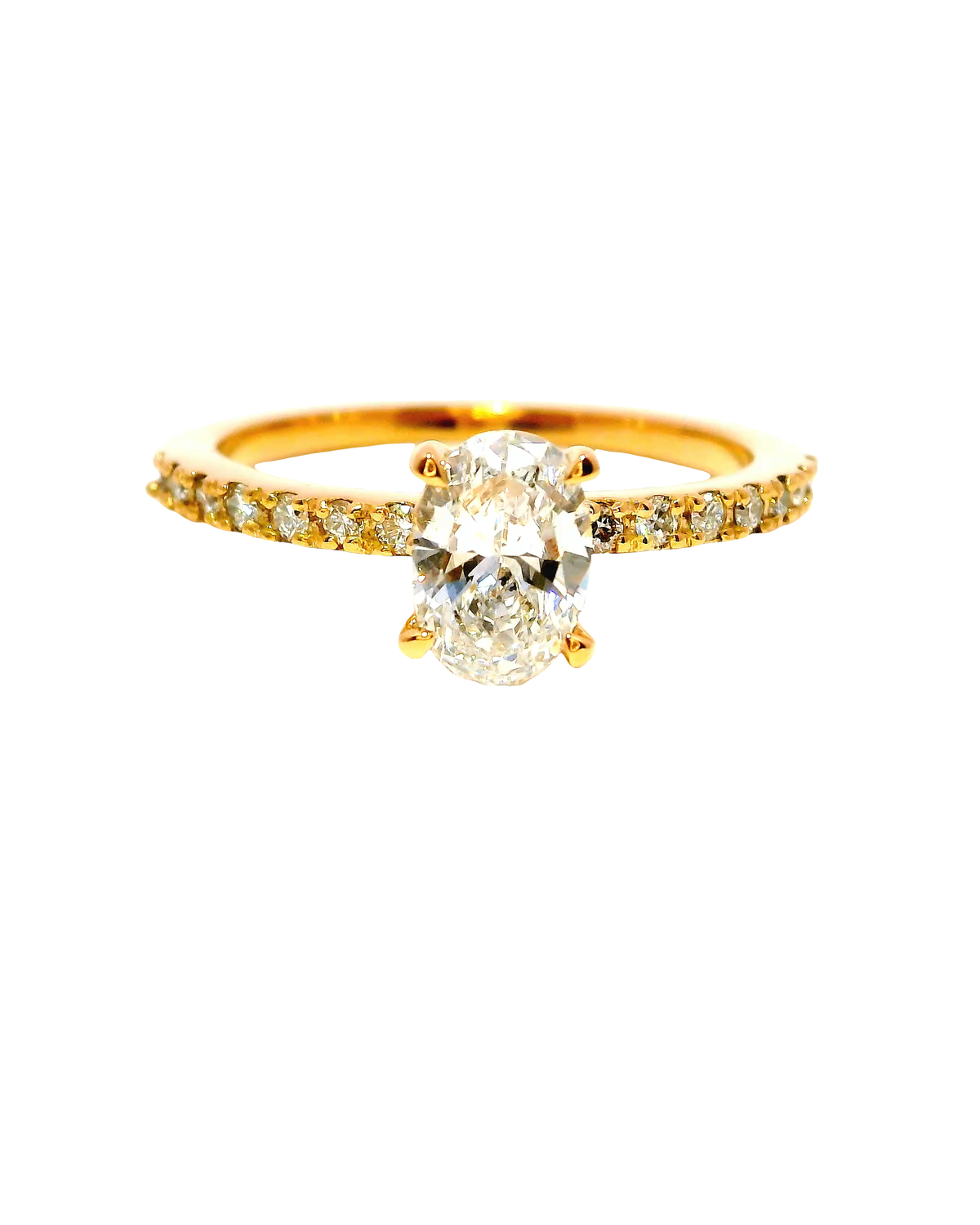 Anillo de Compromiso en Oro Amarillo Oval Brillante 0.50 cts