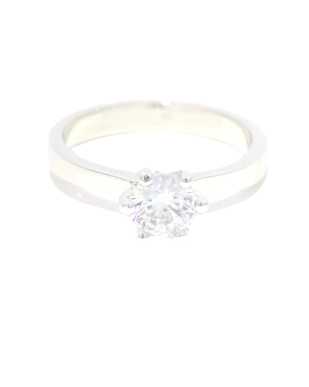 Solitario de Oro Blanco en Oro 18k Ley con Diamante Central de 0.40 cts