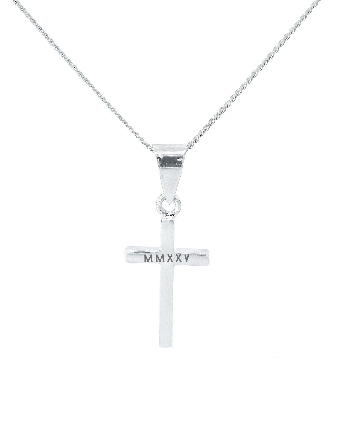 Collar de cruz con Plata elegante con cadena barbada