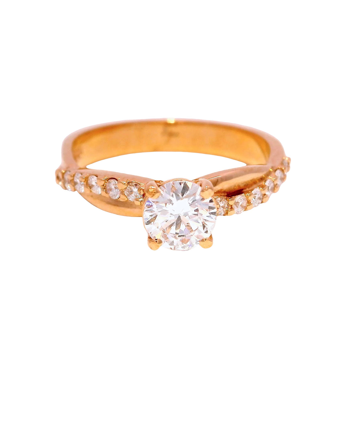 Anillo de compromiso brillante en oro rosado 18k ley
