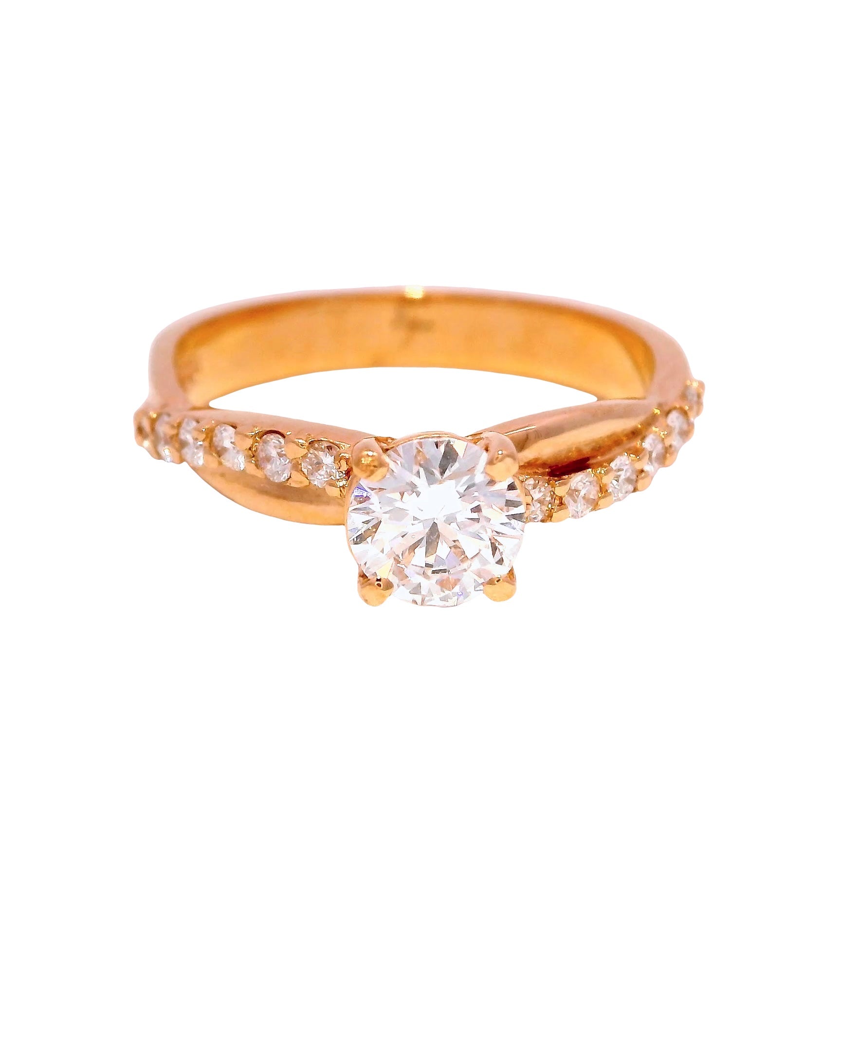 Anillo de compromiso brillante en oro rosado 18k ley
