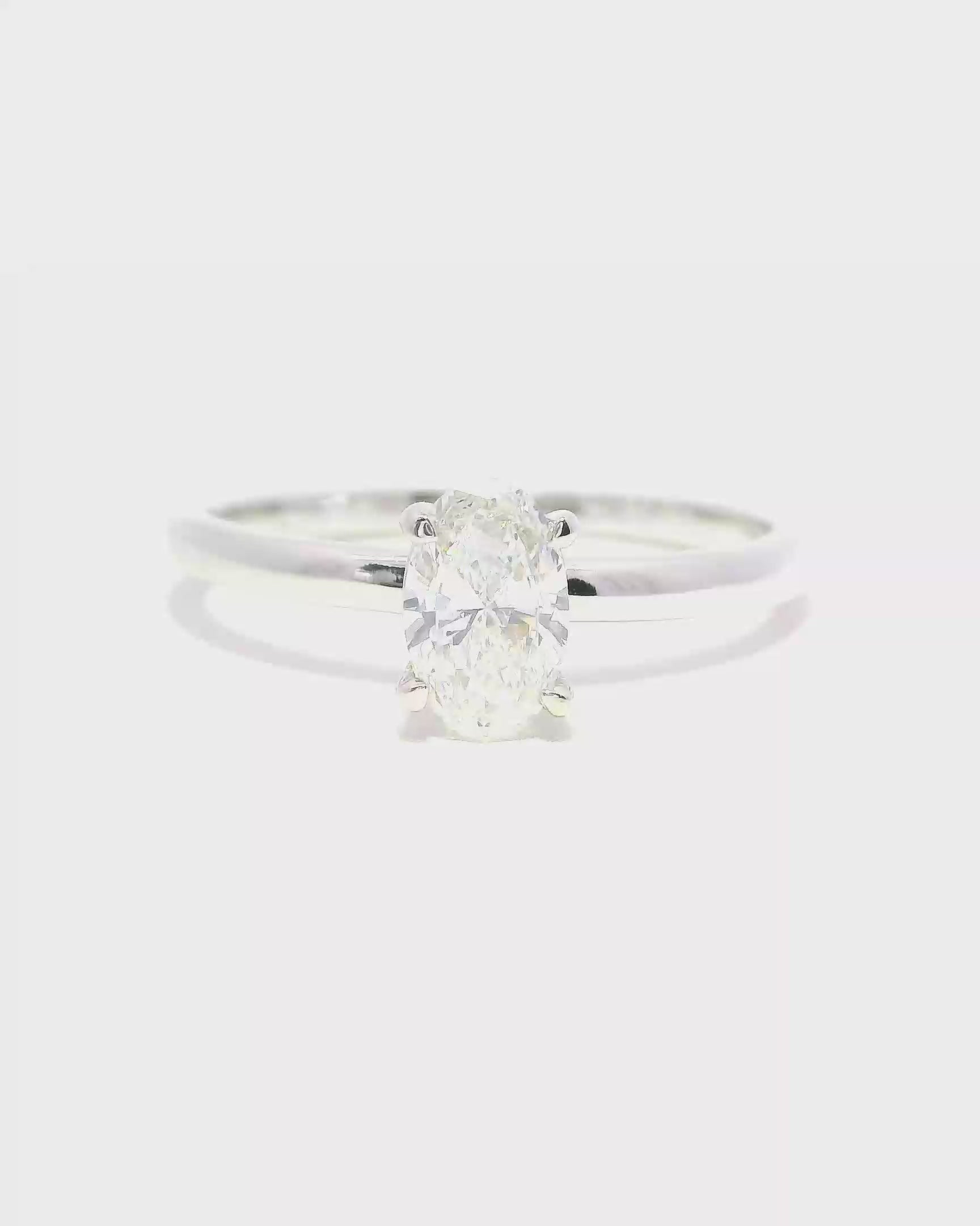 Solitario Oro Blanco 18k Ley con Diamante Oval