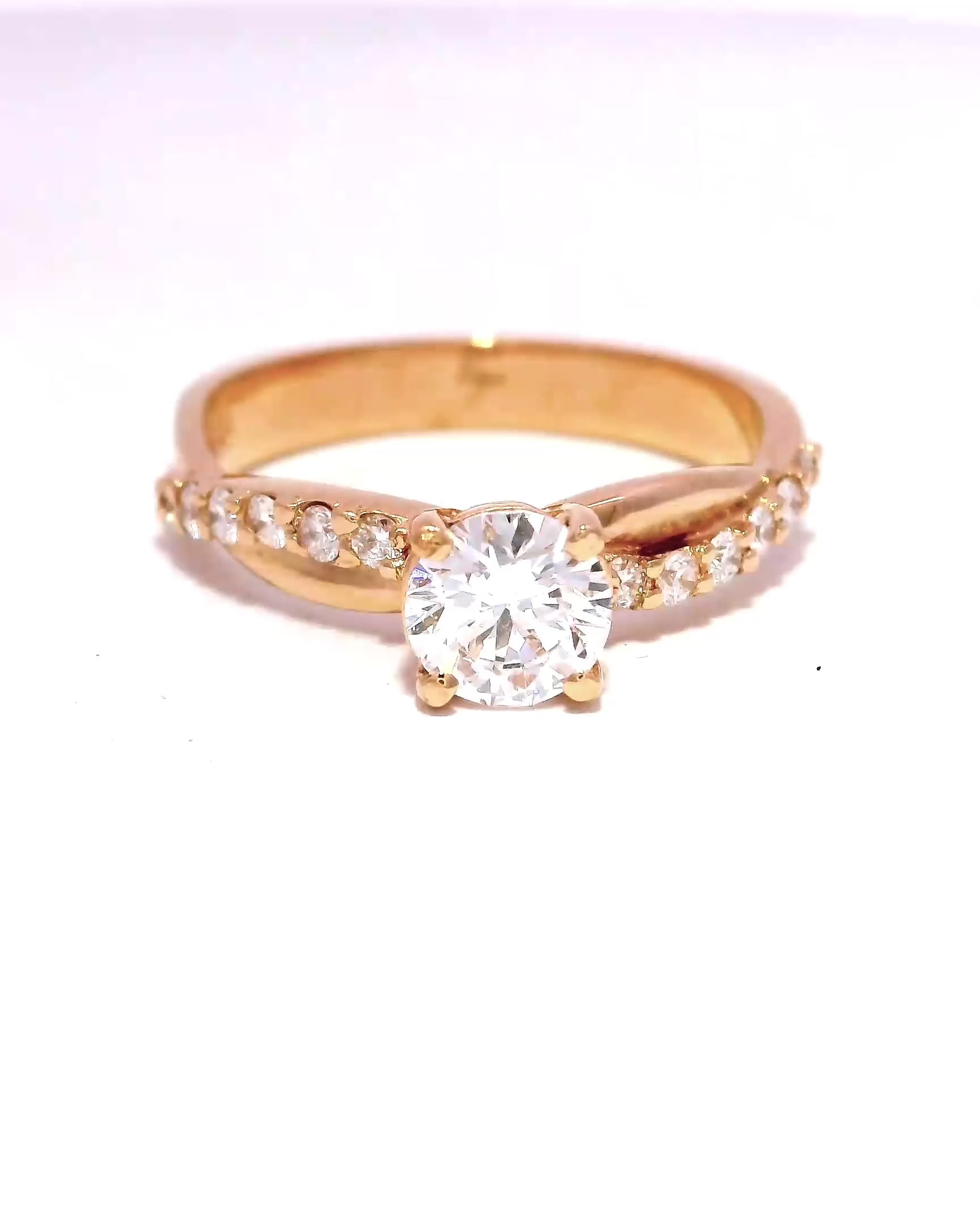 Anillo de compromiso brillante en oro rosado 18k ley