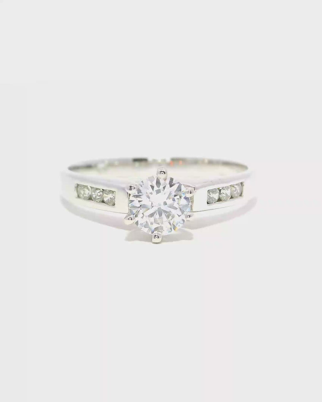 Anillo de Compromiso Oro Blanco 18k Ley con Diamantes