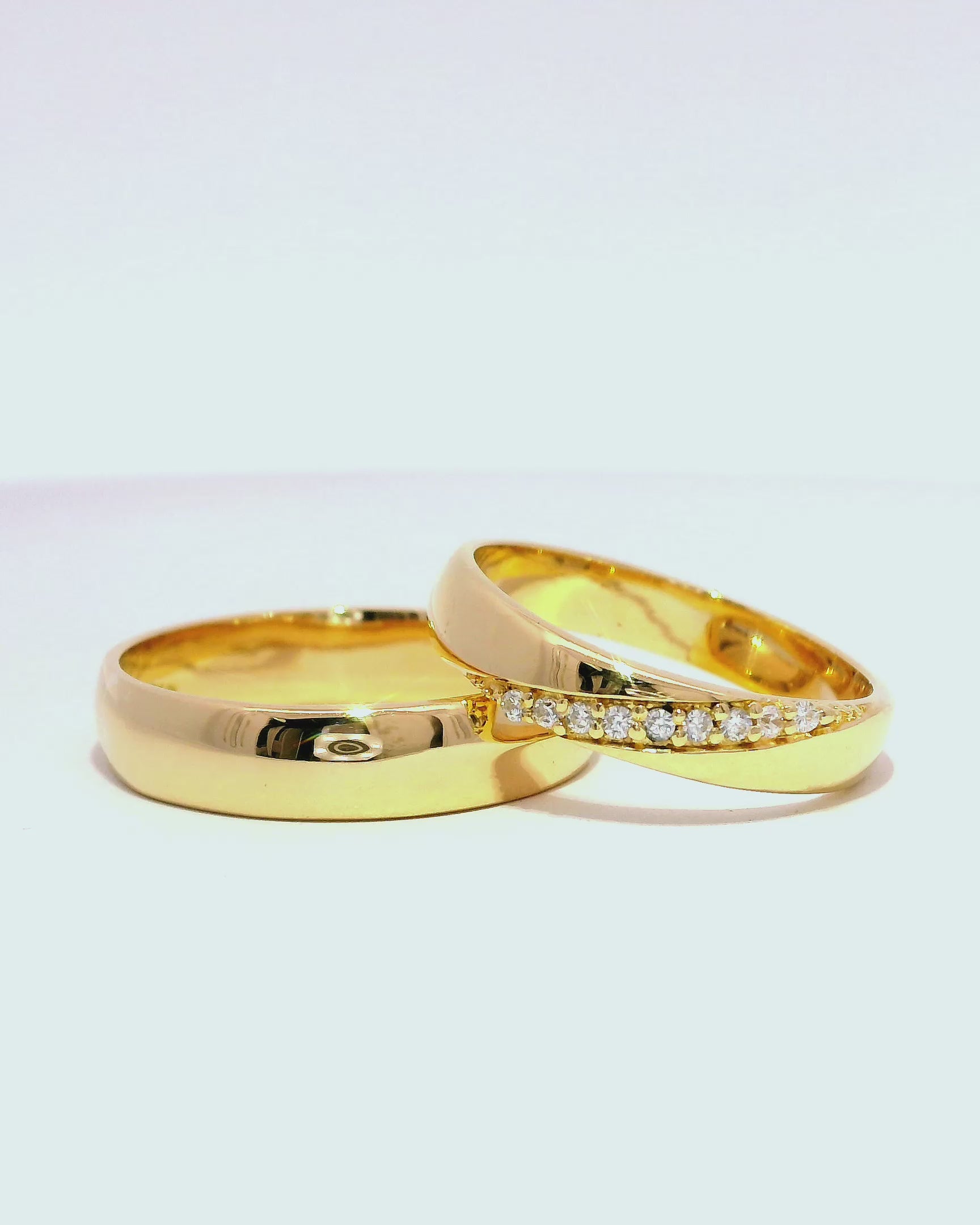 Anillos de boda dedragé en oro amarillo 18k ley con diamantes