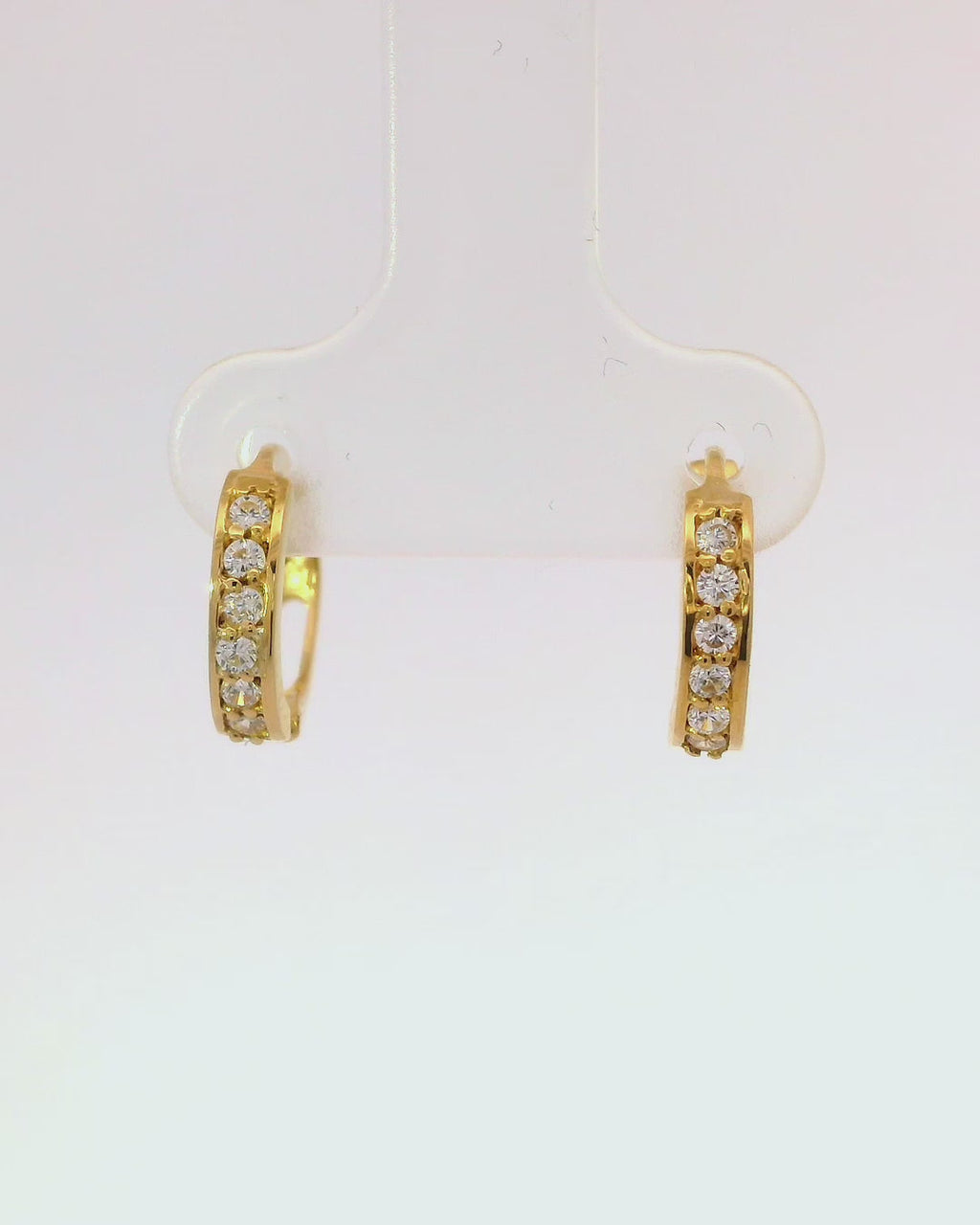 Argollas de oro amarillo 8k tipo huggies 1,2 cm bicel mixto